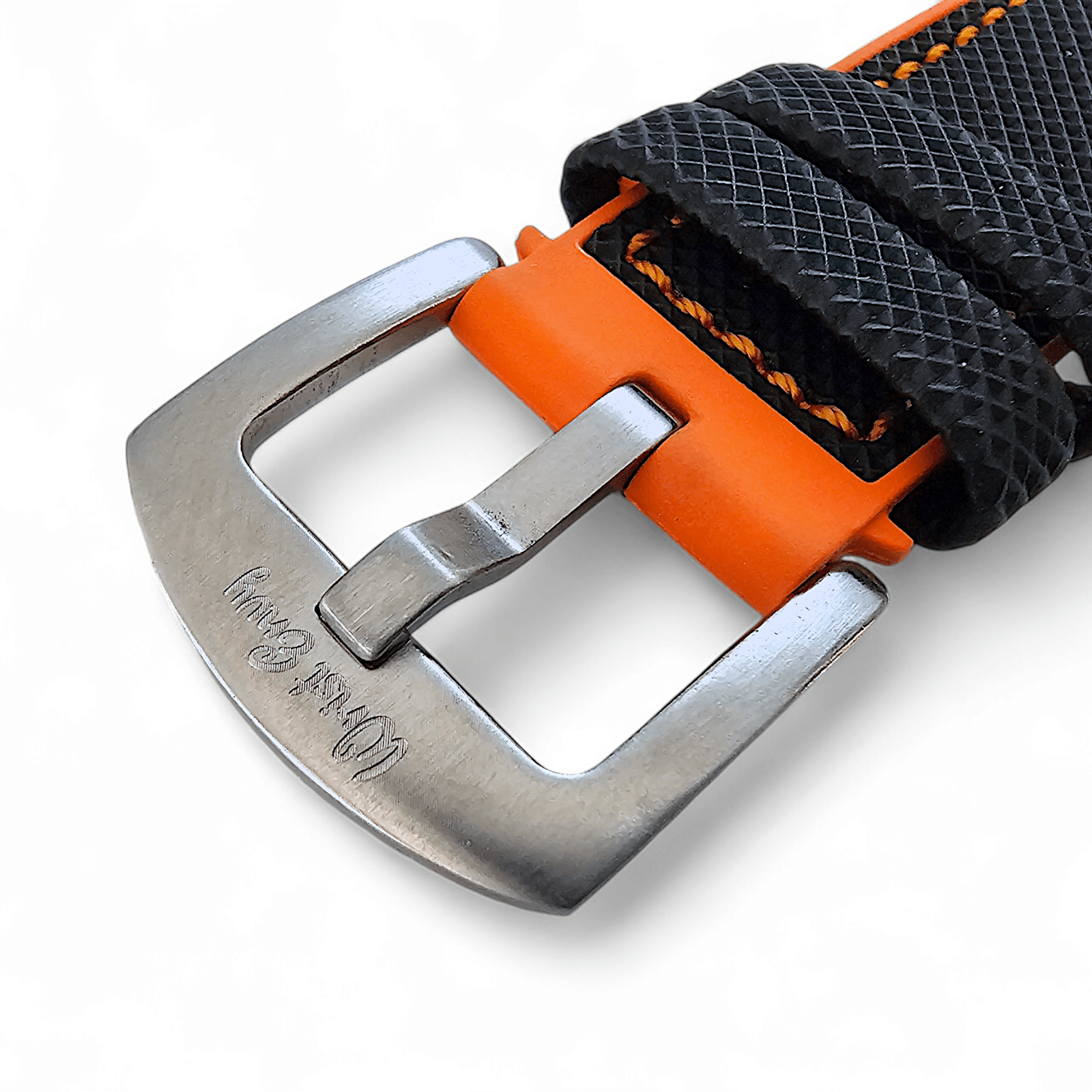 Hybrid Sailcloth FKM Rubber Watch Strap Black Orange 20mm 21mm 22mm - Wrist Envy