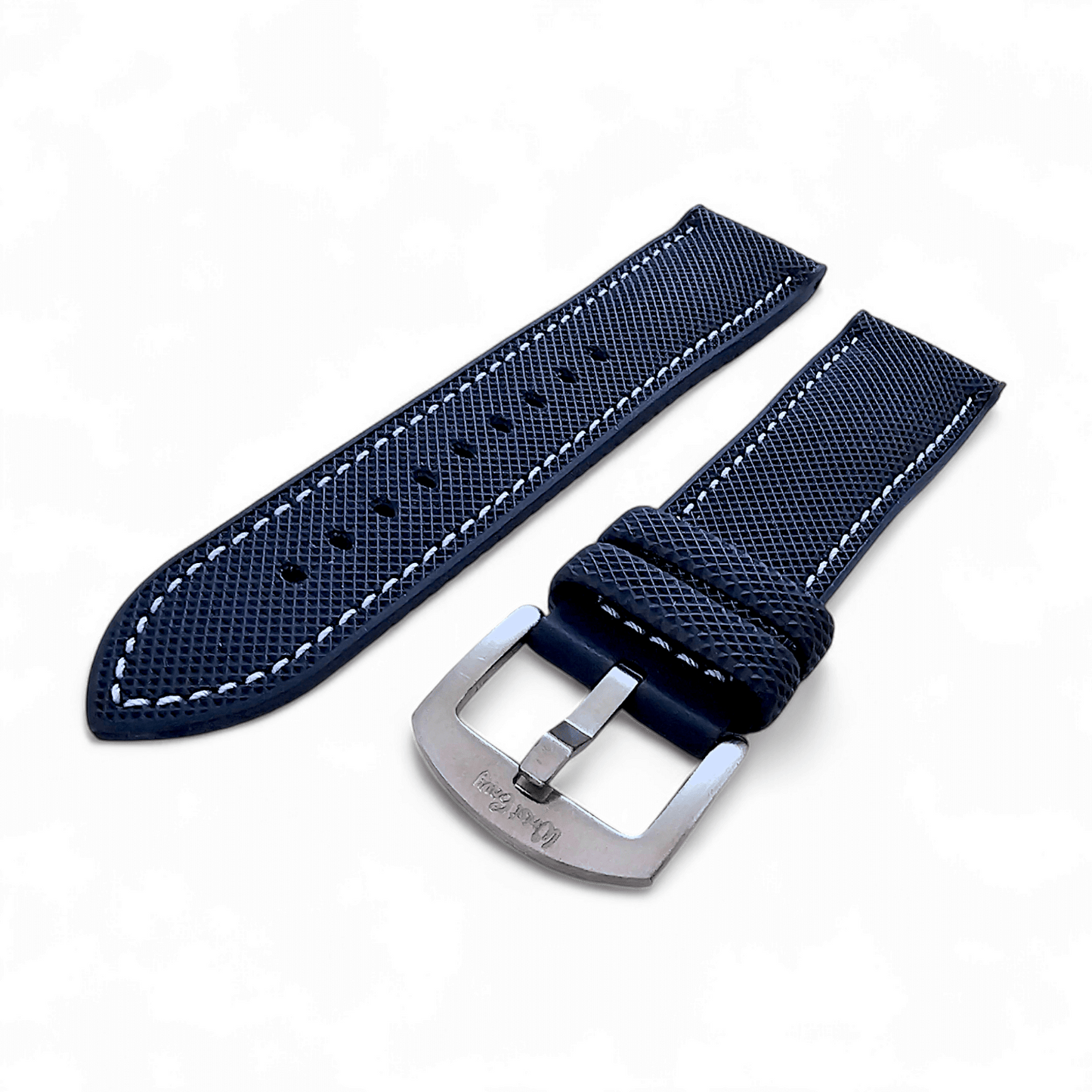 Hybrid Sailcloth FKM Rubber Watch Strap Blue White 20mm 21mm 22mm - Wrist Envy