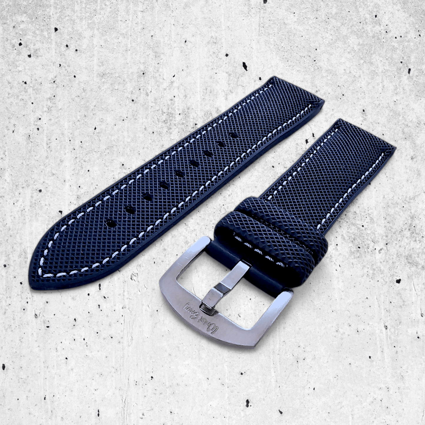 Hybrid Sailcloth FKM Rubber Watch Strap Blue White 20mm 21mm 22mm - Wrist Envy