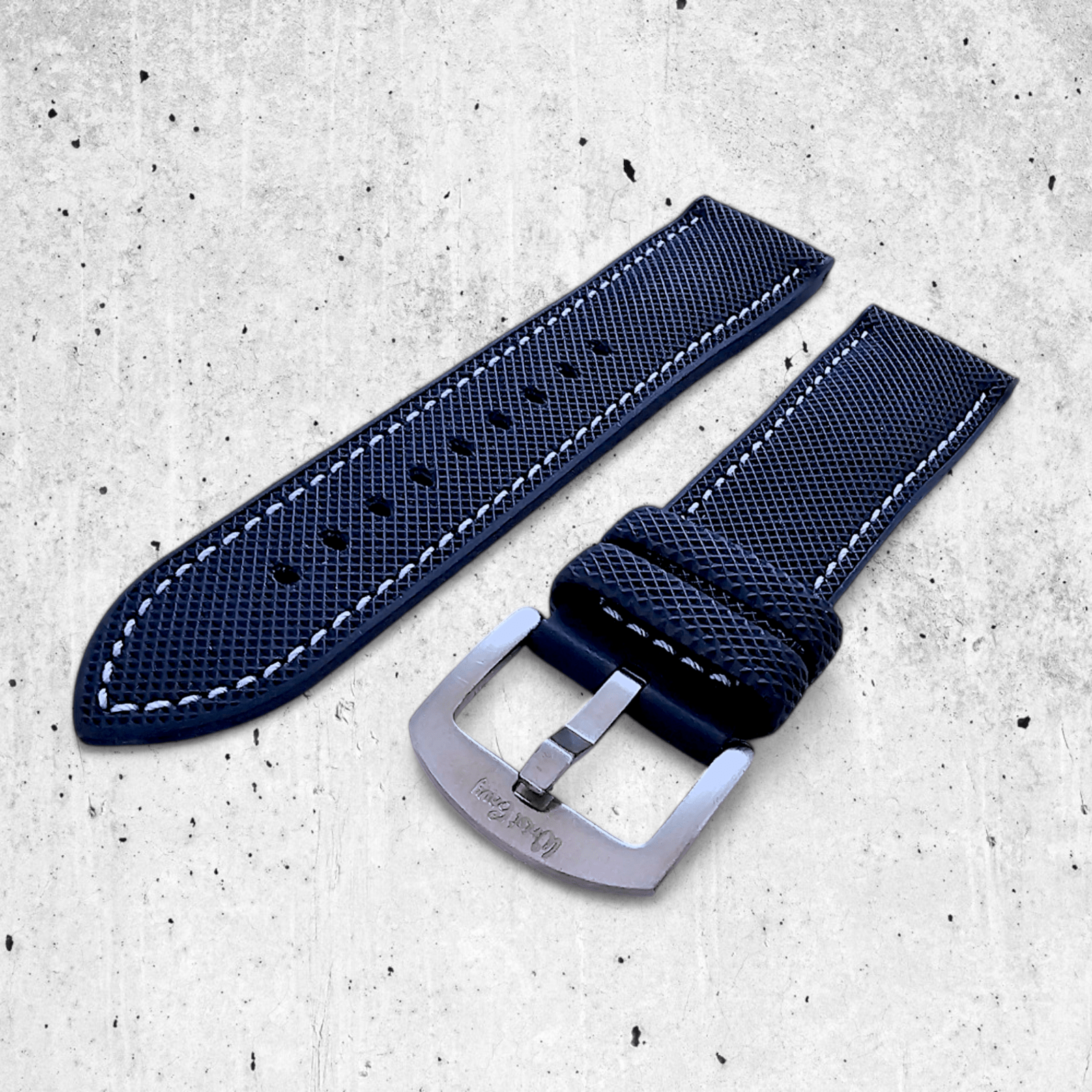 Hybrid Sailcloth FKM Rubber Watch Strap Blue White 20mm 21mm 22mm - Wrist Envy