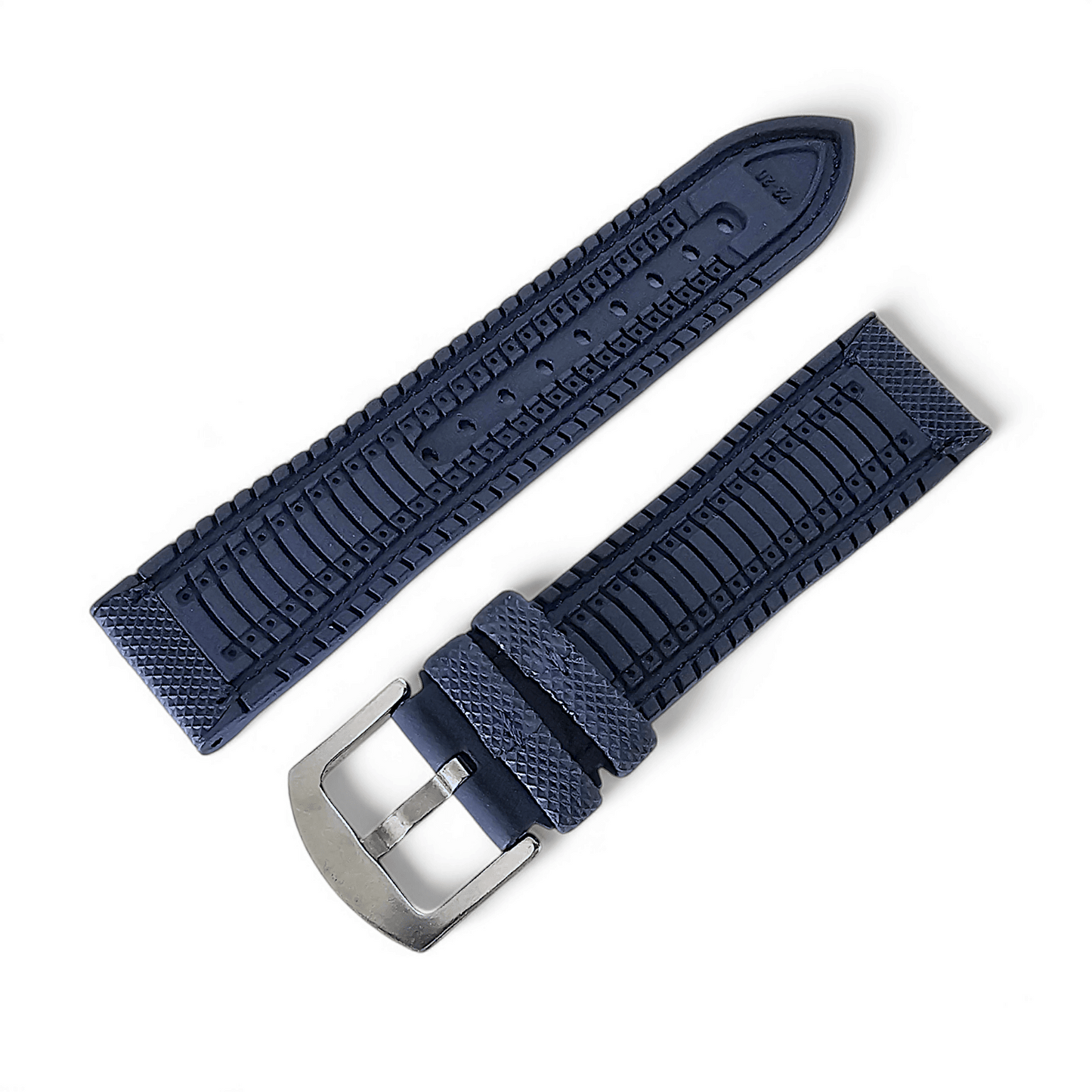 Hybrid Sailcloth FKM Rubber Watch Strap Blue White 20mm 21mm 22mm - Wrist Envy