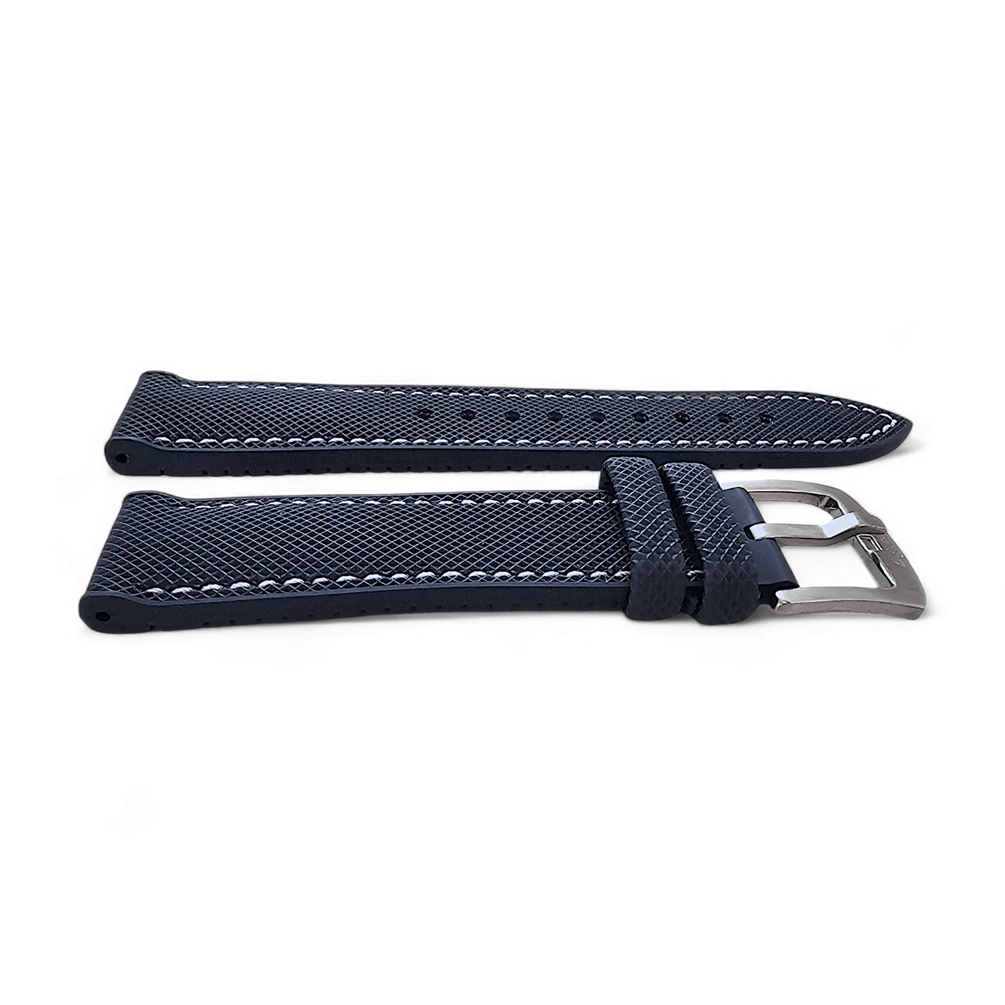 Hybrid Sailcloth FKM Rubber Watch Strap Blue White 20mm 21mm 22mm - Wrist Envy