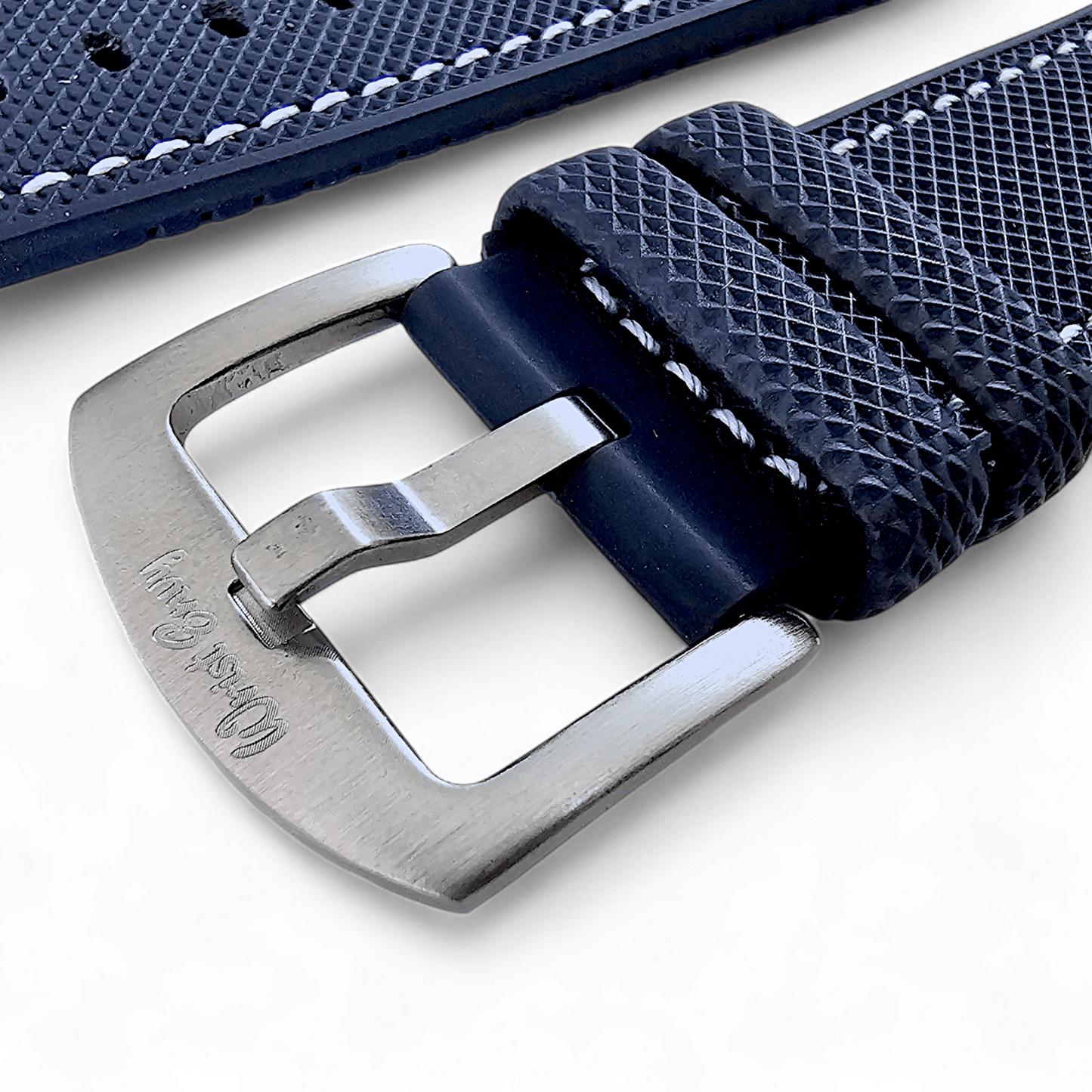 Hybrid Sailcloth FKM Rubber Watch Strap Blue White 20mm 21mm 22mm - Wrist Envy