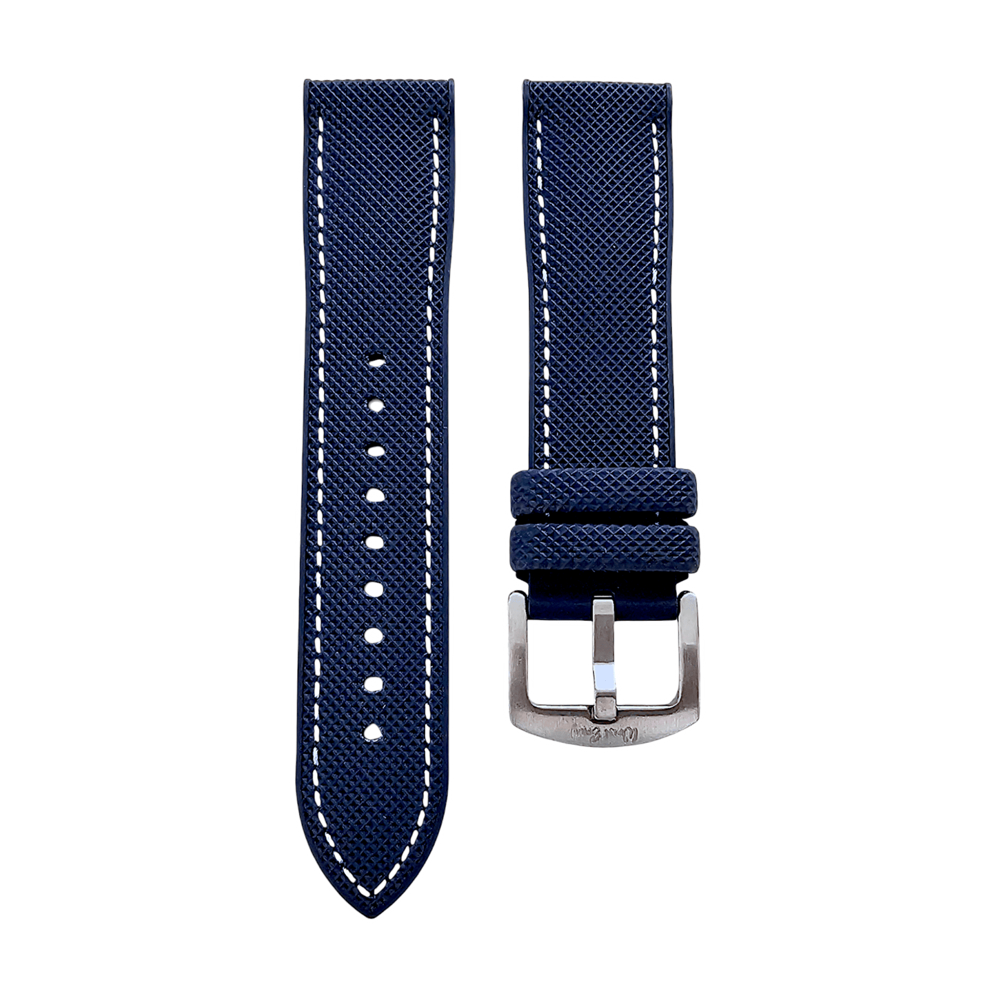 Hybrid Sailcloth FKM Rubber Watch Strap Blue White 20mm 21mm 22mm - Wrist Envy