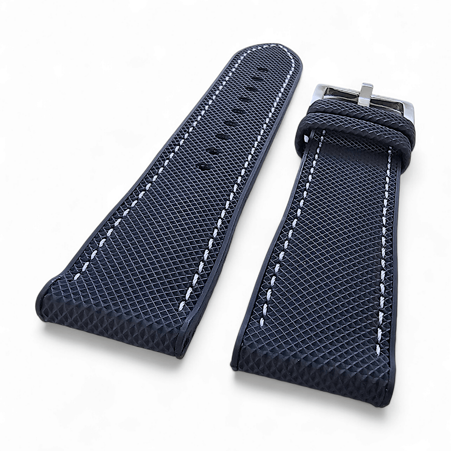 Hybrid Sailcloth FKM Rubber Watch Strap Blue White 20mm 21mm 22mm - Wrist Envy