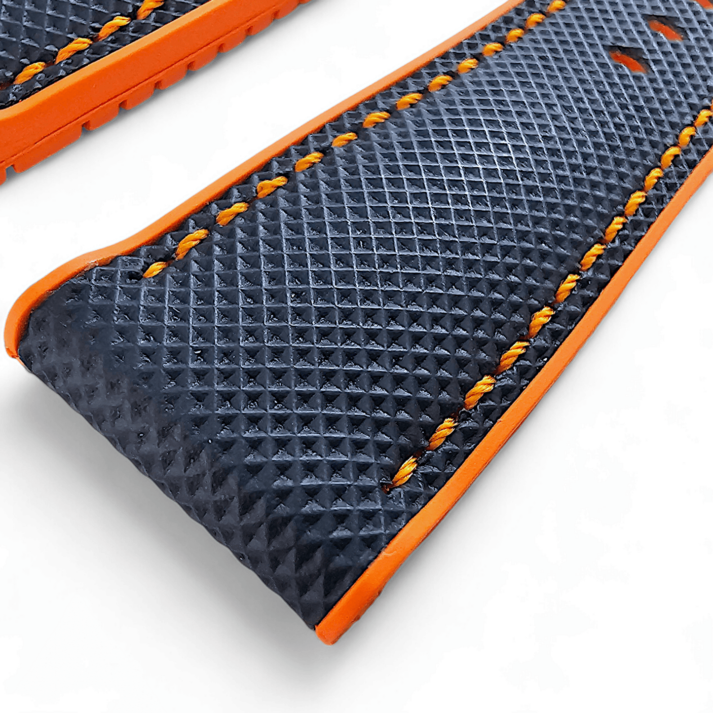 Hybrid Sailcloth FKM Rubber Watch Strap Divers Blue Orange 20mm 21mm 22mm - Wrist Envy