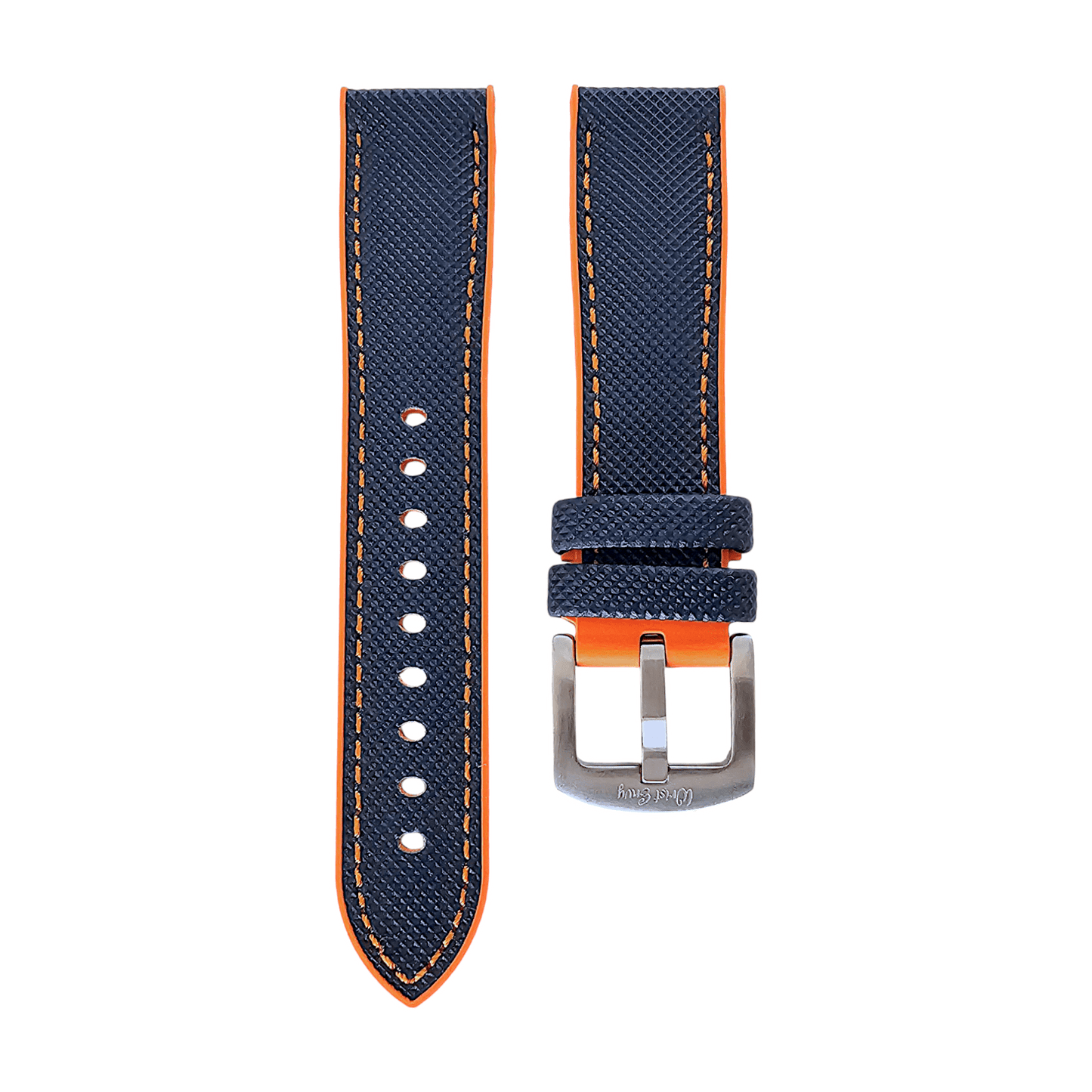 Hybrid Sailcloth FKM Rubber Watch Strap Divers Blue Orange 20mm 21mm 22mm - Wrist Envy
