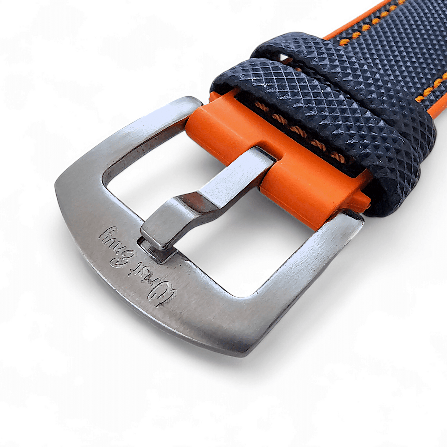 Hybrid Sailcloth FKM Rubber Watch Strap Divers Blue Orange 20mm 21mm 22mm - Wrist Envy