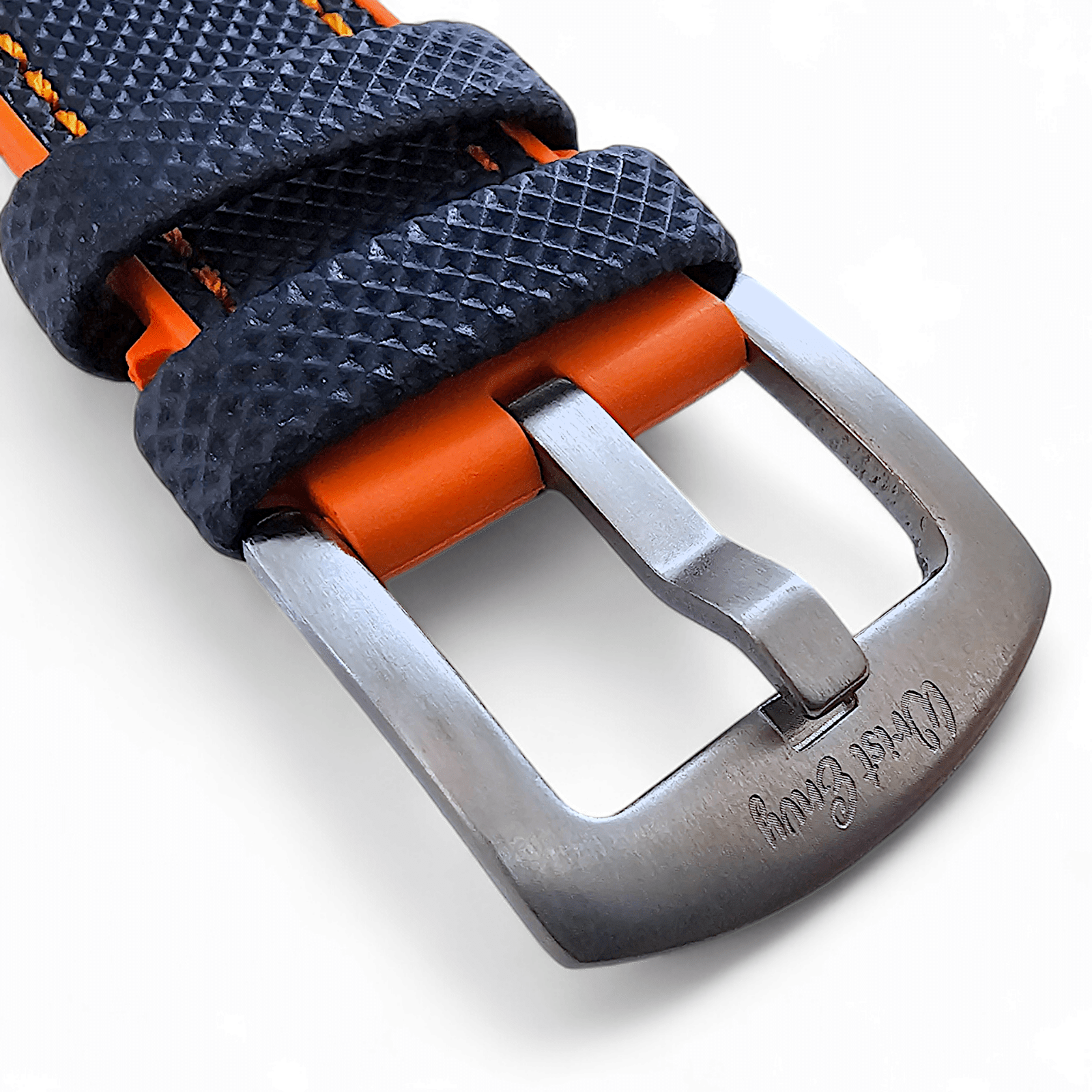 Hybrid Sailcloth FKM Rubber Watch Strap Divers Blue Orange 20mm 21mm 22mm - Wrist Envy