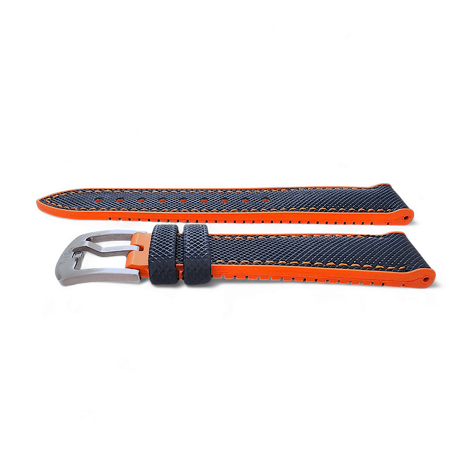 Hybrid Sailcloth FKM Rubber Watch Strap Divers Blue Orange 20mm 21mm 22mm - Wrist Envy
