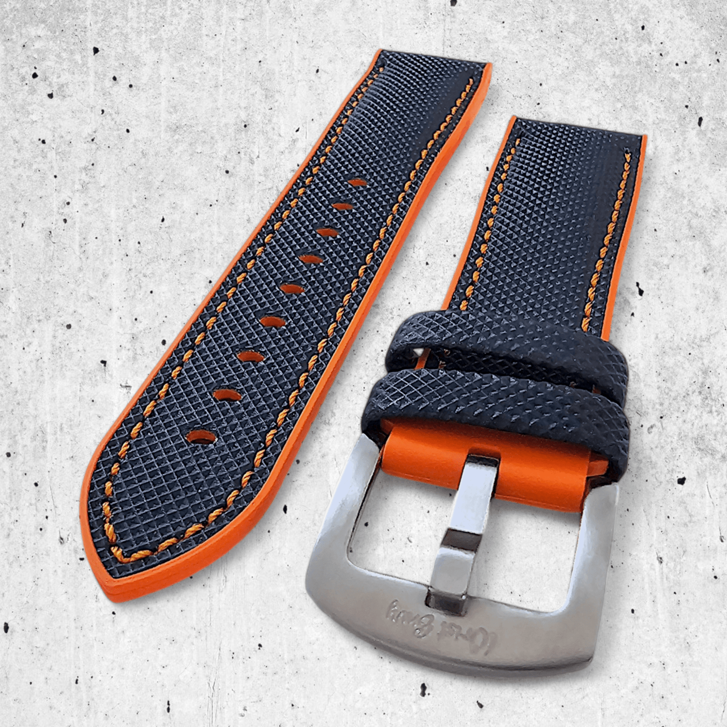 Hybrid Sailcloth FKM Rubber Watch Strap Divers Blue Orange 20mm 21mm 22mm - Wrist Envy
