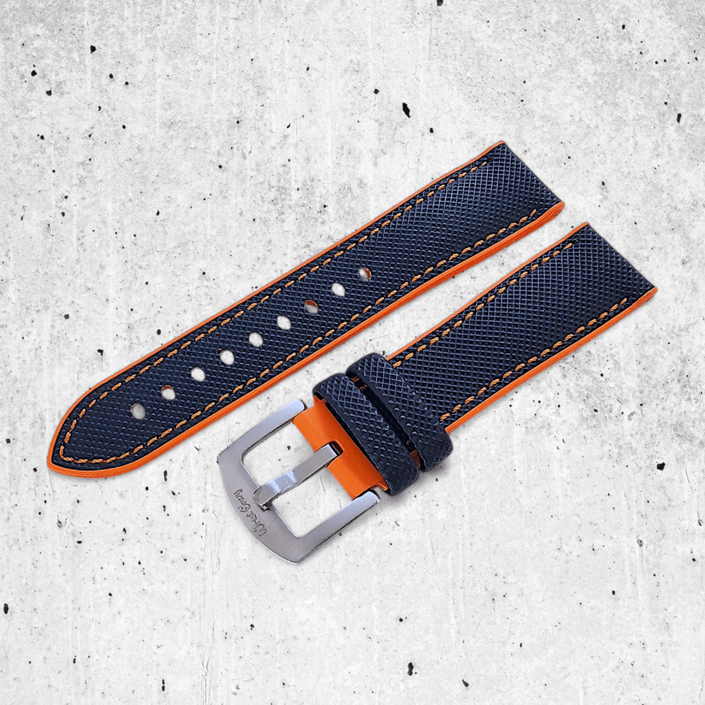Hybrid Sailcloth FKM Rubber Watch Strap Divers Blue Orange 20mm 21mm 22mm - Wrist Envy