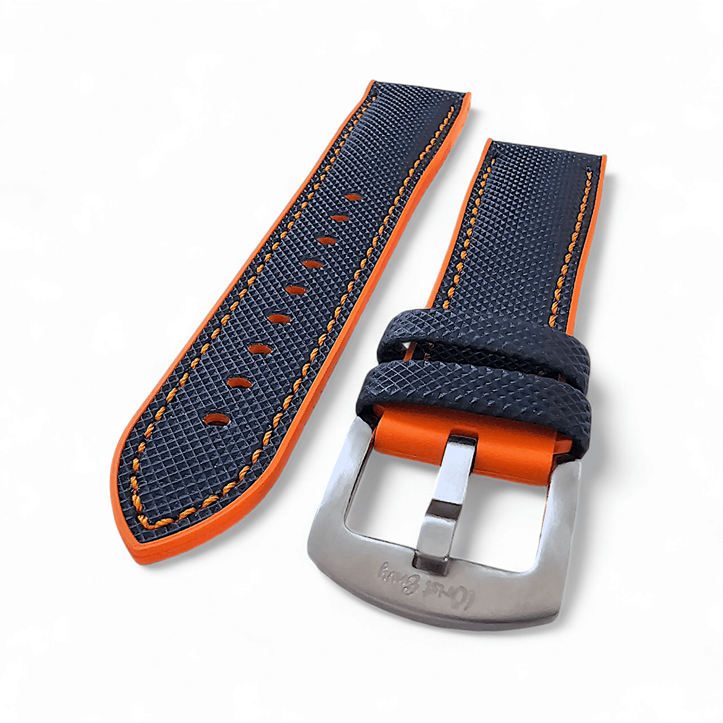 Hybrid Sailcloth FKM Rubber Watch Strap Divers Blue Orange 20mm 21mm 22mm - Wrist Envy