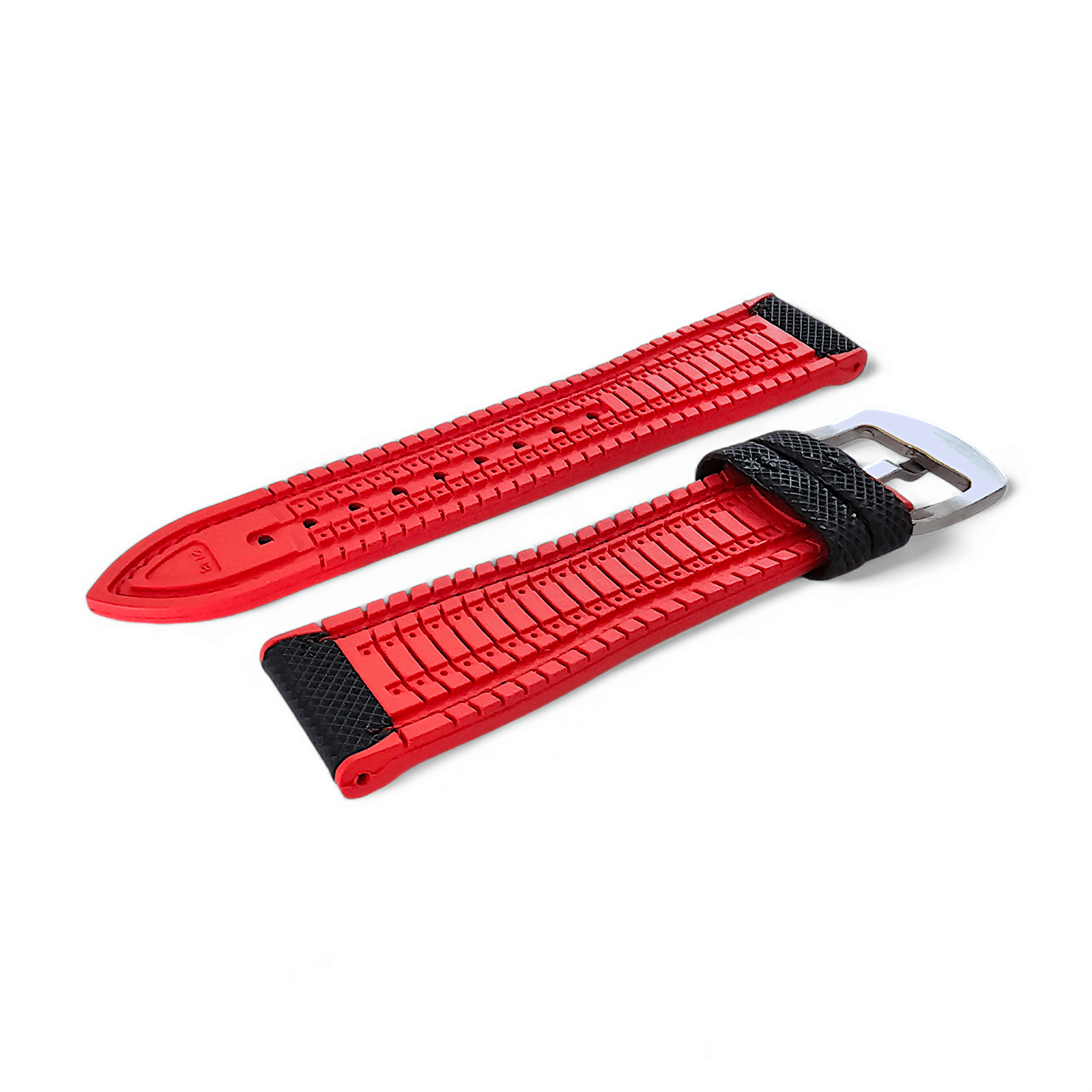 Hybrid Sailcloth Watch Strap Band FKM Rubber Black Red 20mm 21mm 22mm - Wrist Envy