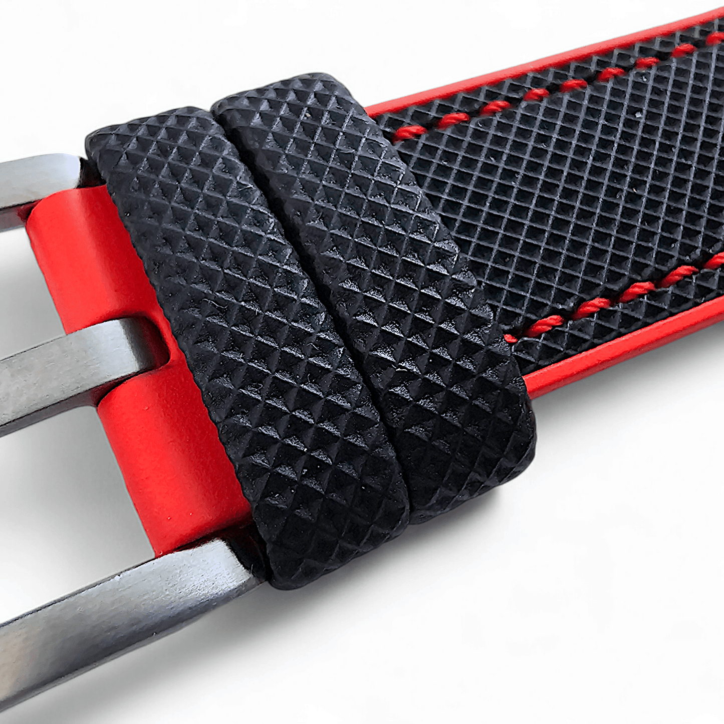 Hybrid Sailcloth Watch Strap Band FKM Rubber Black Red 20mm 21mm 22mm - Wrist Envy