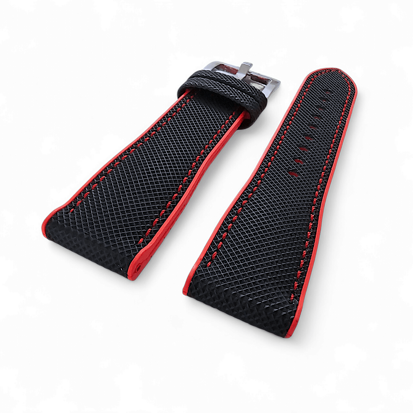 Hybrid Sailcloth Watch Strap Band FKM Rubber Black Red 20mm 21mm 22mm - Wrist Envy