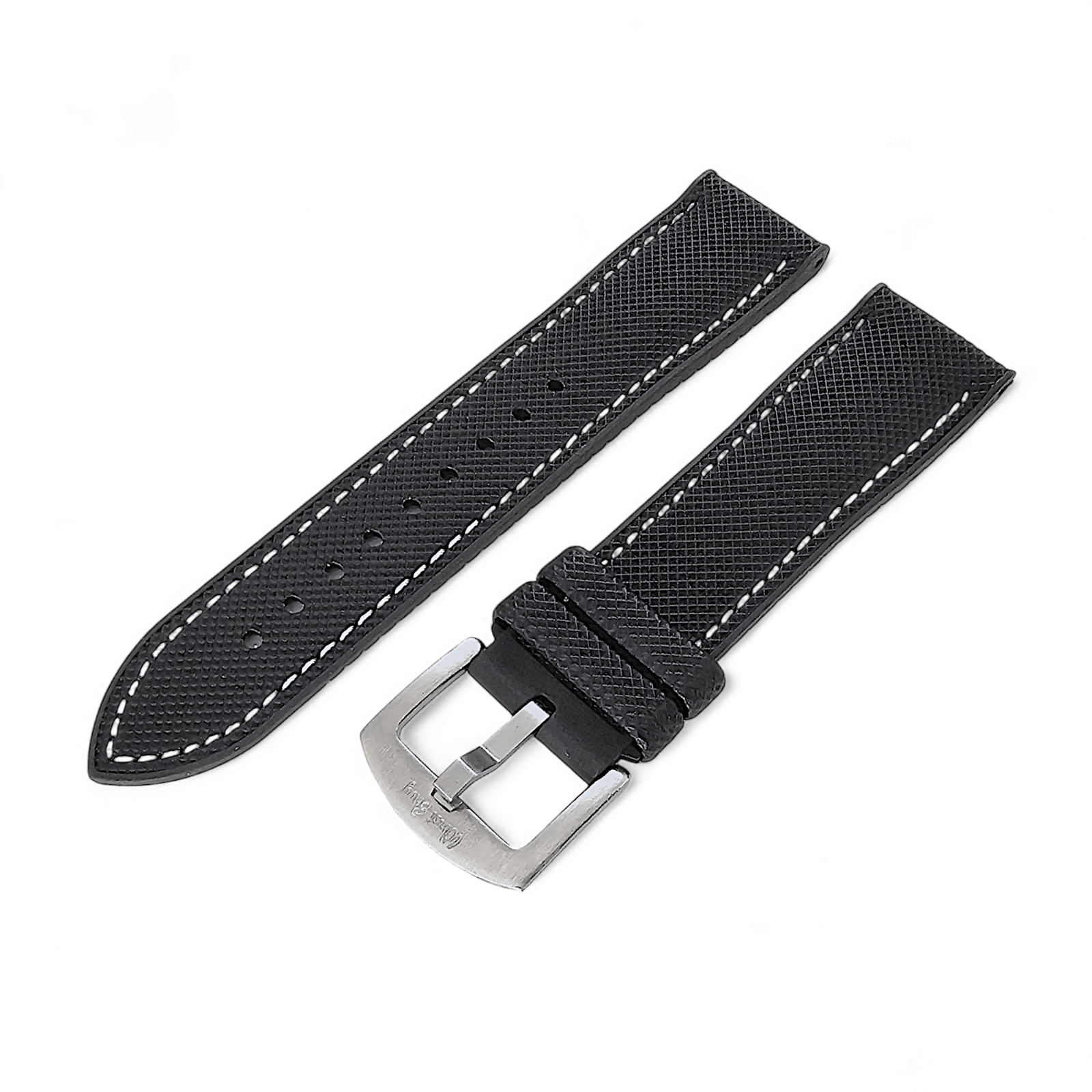 Hybrid Sailcloth Watch Strap Band FKM Rubber Black White 20mm 21mm 22mm - Wrist Envy
