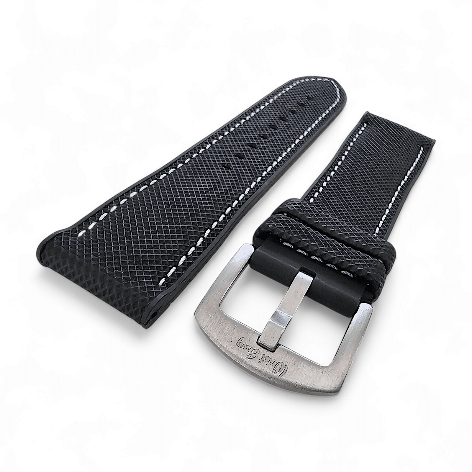 Hybrid Sailcloth Watch Strap Band FKM Rubber Black White 20mm 21mm 22mm - Wrist Envy