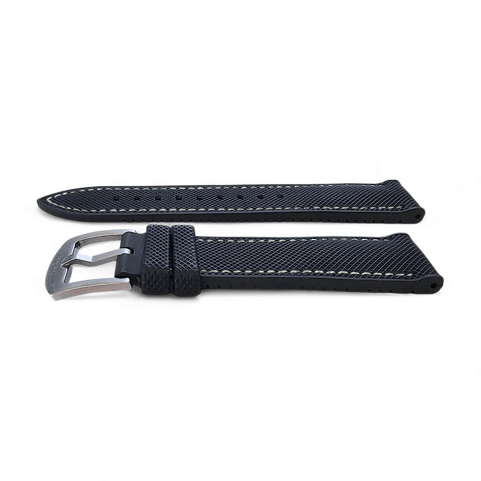 Hybrid Sailcloth Watch Strap Band FKM Rubber Black White 20mm 21mm 22mm - Wrist Envy