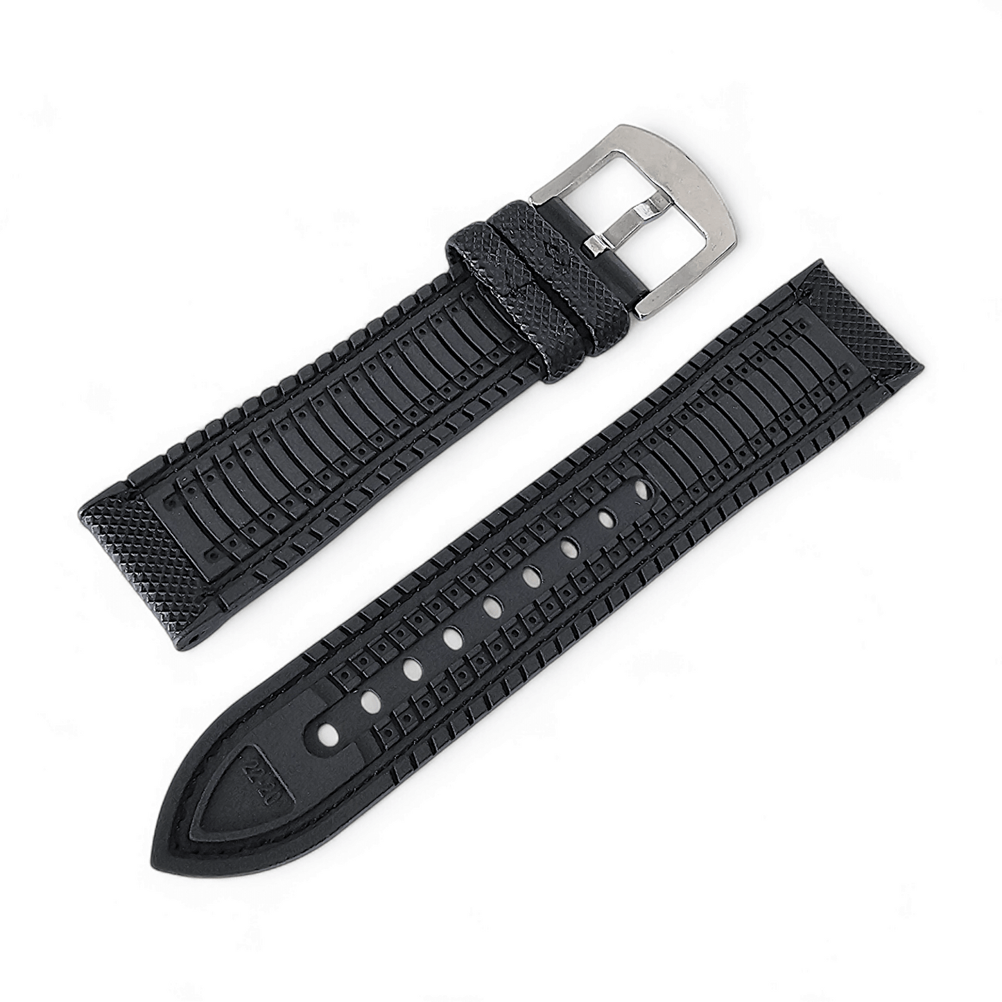 Hybrid Sailcloth Watch Strap Band FKM Rubber Black White 20mm 21mm 22mm - Wrist Envy