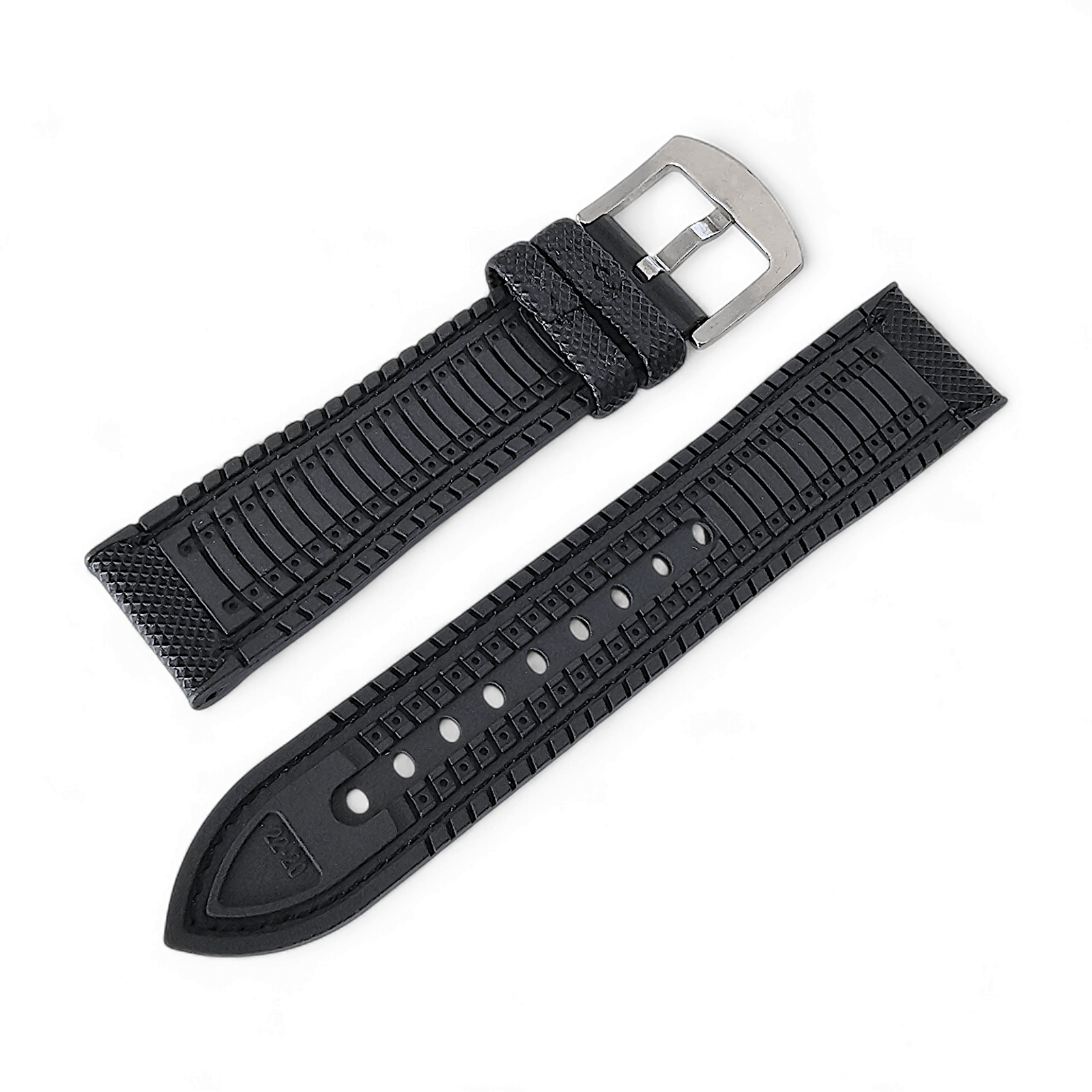 Hybrid Sailcloth Watch Strap Band FKM Rubber Black White 20mm 21mm 22mm - Wrist Envy