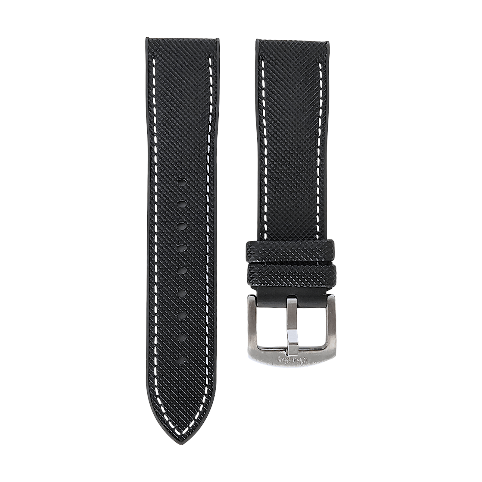 Hybrid Sailcloth Watch Strap Band FKM Rubber Black White 20mm 21mm 22mm - Wrist Envy