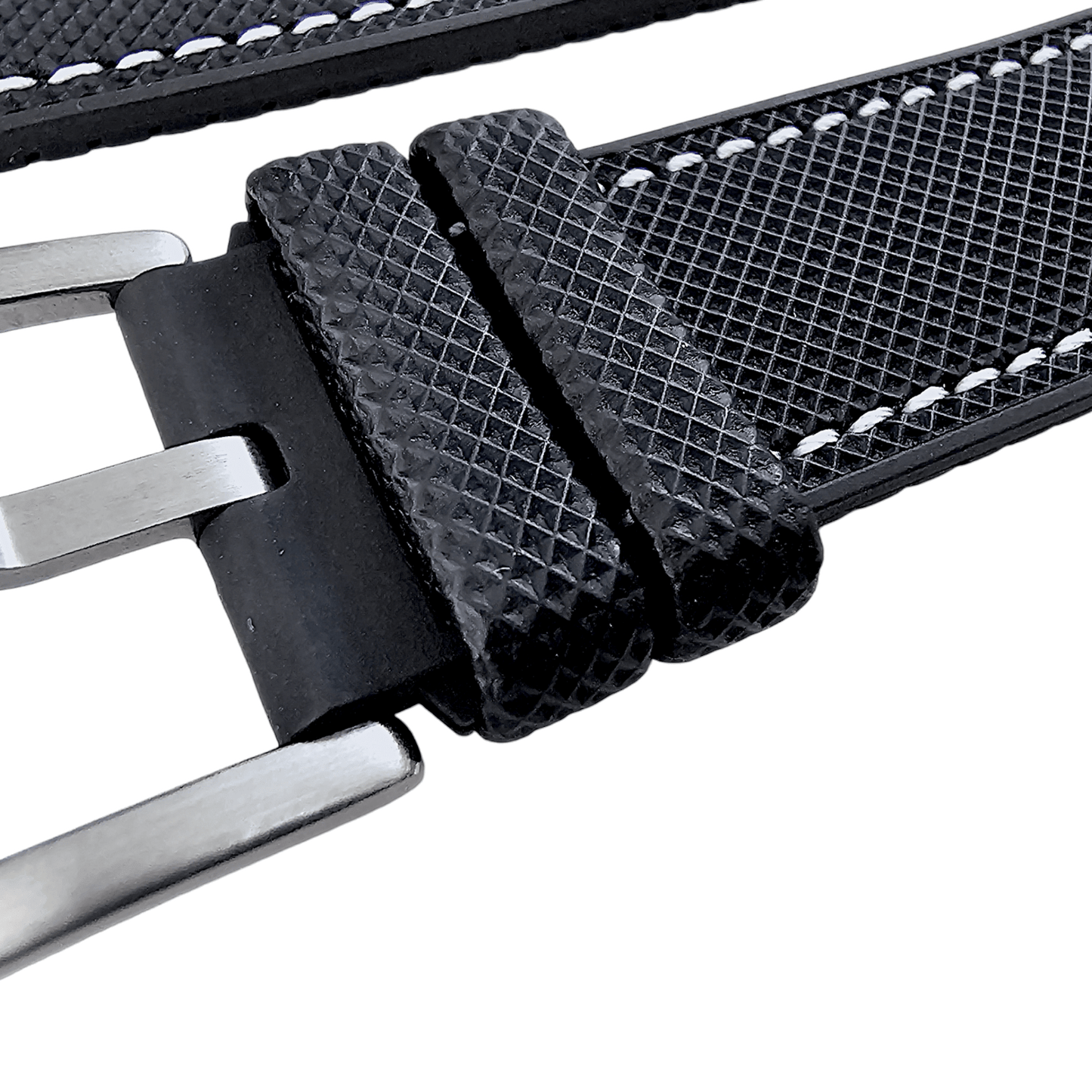 Hybrid Sailcloth Watch Strap Band FKM Rubber Black White 20mm 21mm 22mm - Wrist Envy