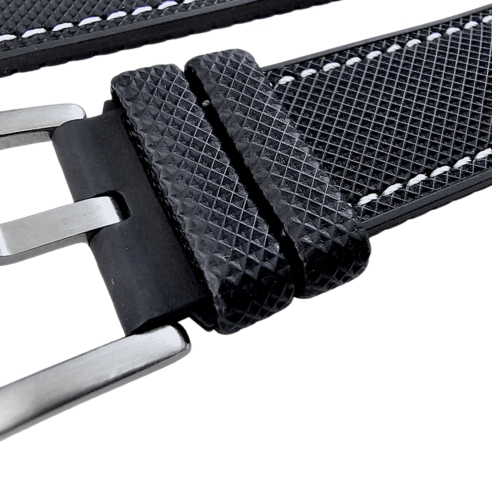Hybrid Sailcloth Watch Strap Band FKM Rubber Black White 20mm 21mm 22mm - Wrist Envy
