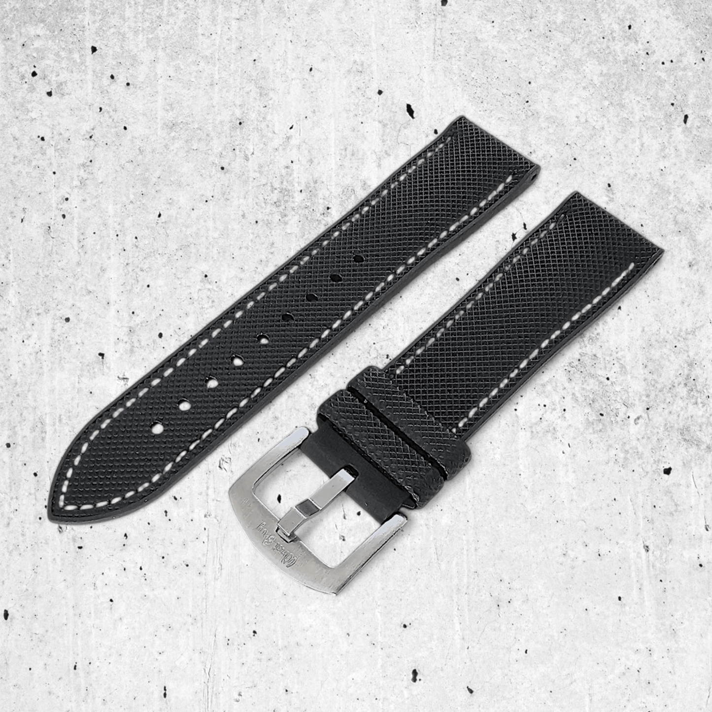 Hybrid Sailcloth Watch Strap Band FKM Rubber Black White 20mm 21mm 22mm - Wrist Envy