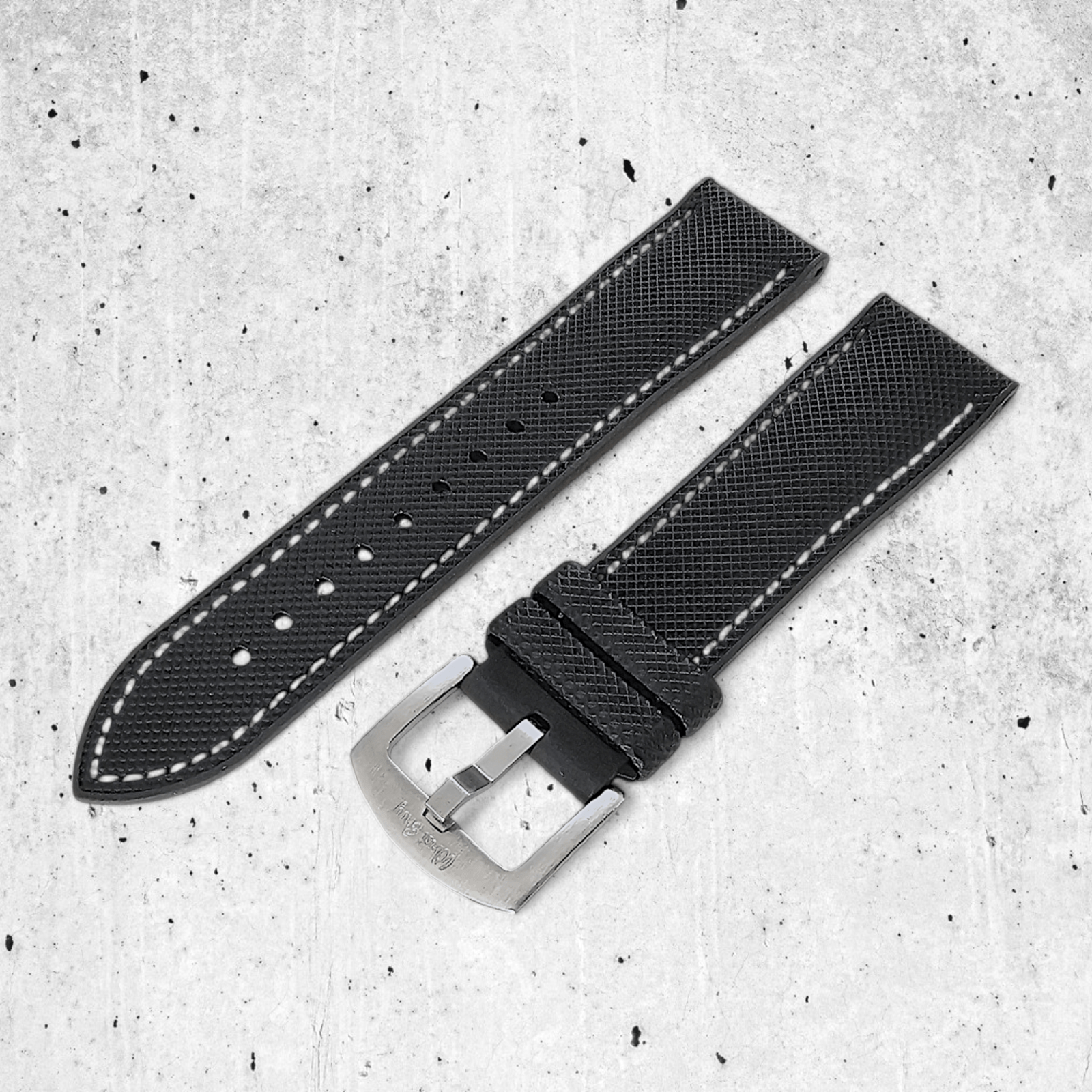 Hybrid Sailcloth Watch Strap Band FKM Rubber Black White 20mm 21mm 22mm - Wrist Envy