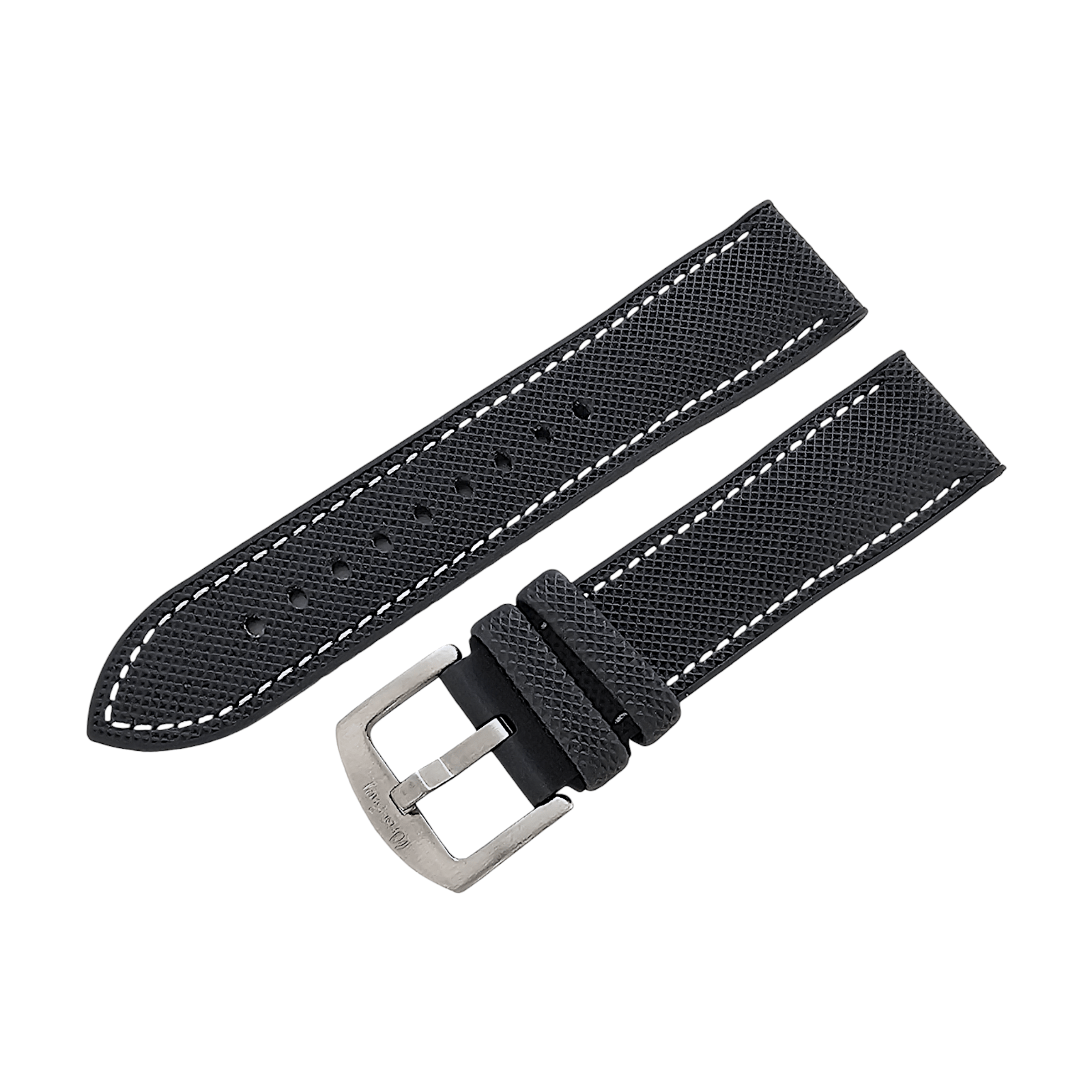 Hybrid Sailcloth Watch Strap Band FKM Rubber Black White 20mm 21mm 22mm - Wrist Envy