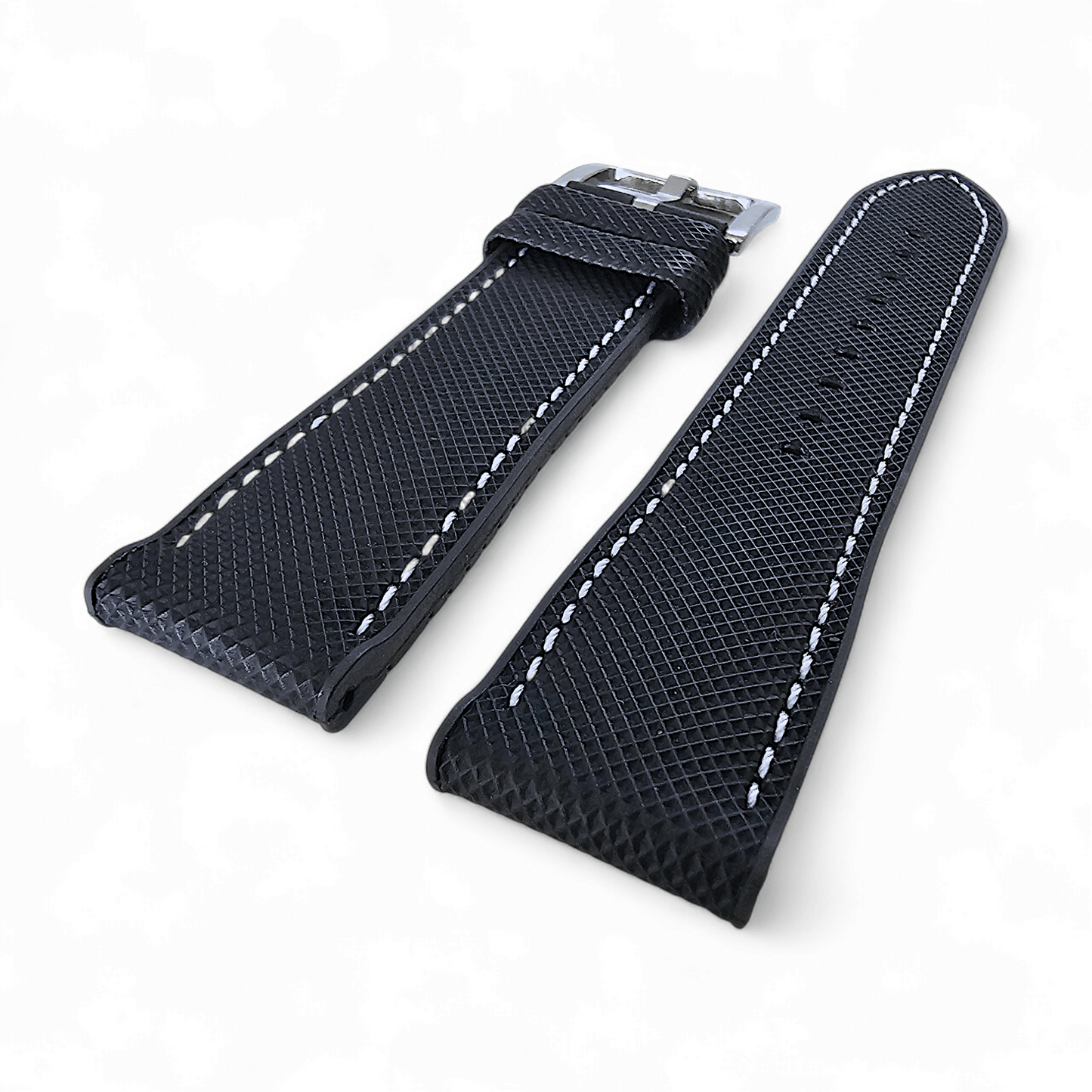 Hybrid Sailcloth Watch Strap Band FKM Rubber Black White 20mm 21mm 22mm - Wrist Envy