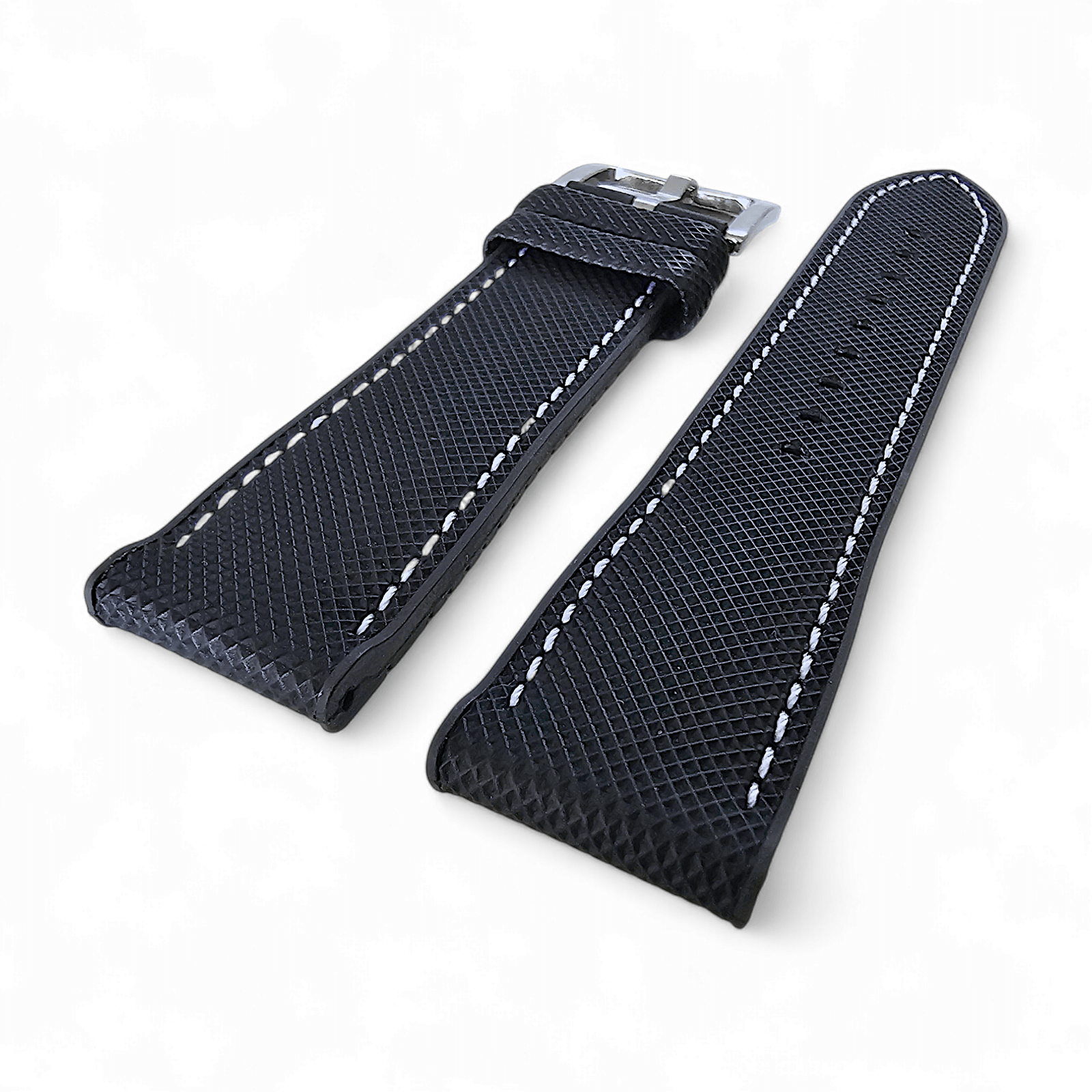 Hybrid Sailcloth Watch Strap Band FKM Rubber Black White 20mm 21mm 22mm - Wrist Envy