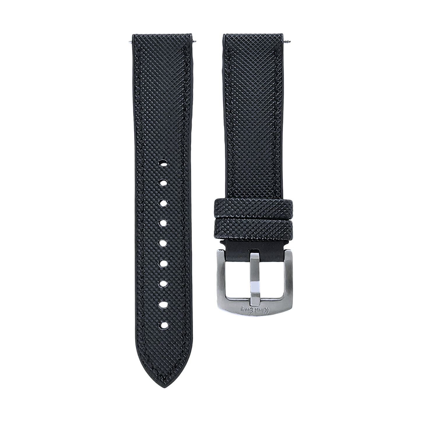 Hybrid Sailcloth Watch Strap FKM Rubber Black 20mm 21mm 22mm - Wrist Envy