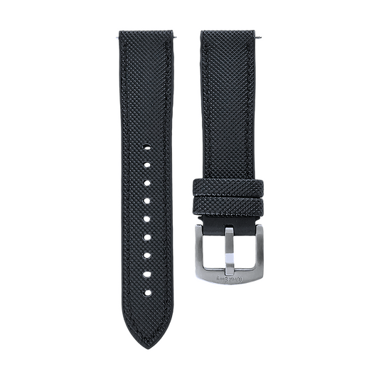 Hybrid Sailcloth Watch Strap FKM Rubber Black 20mm 21mm 22mm - Wrist Envy