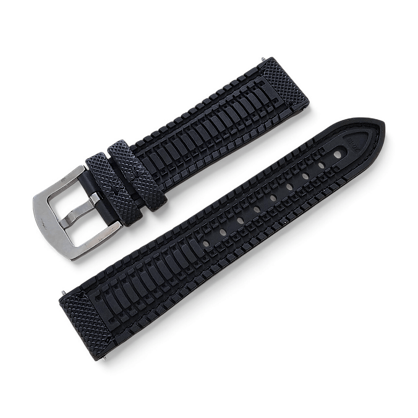 Hybrid Sailcloth Watch Strap FKM Rubber Black 20mm 21mm 22mm - Wrist Envy