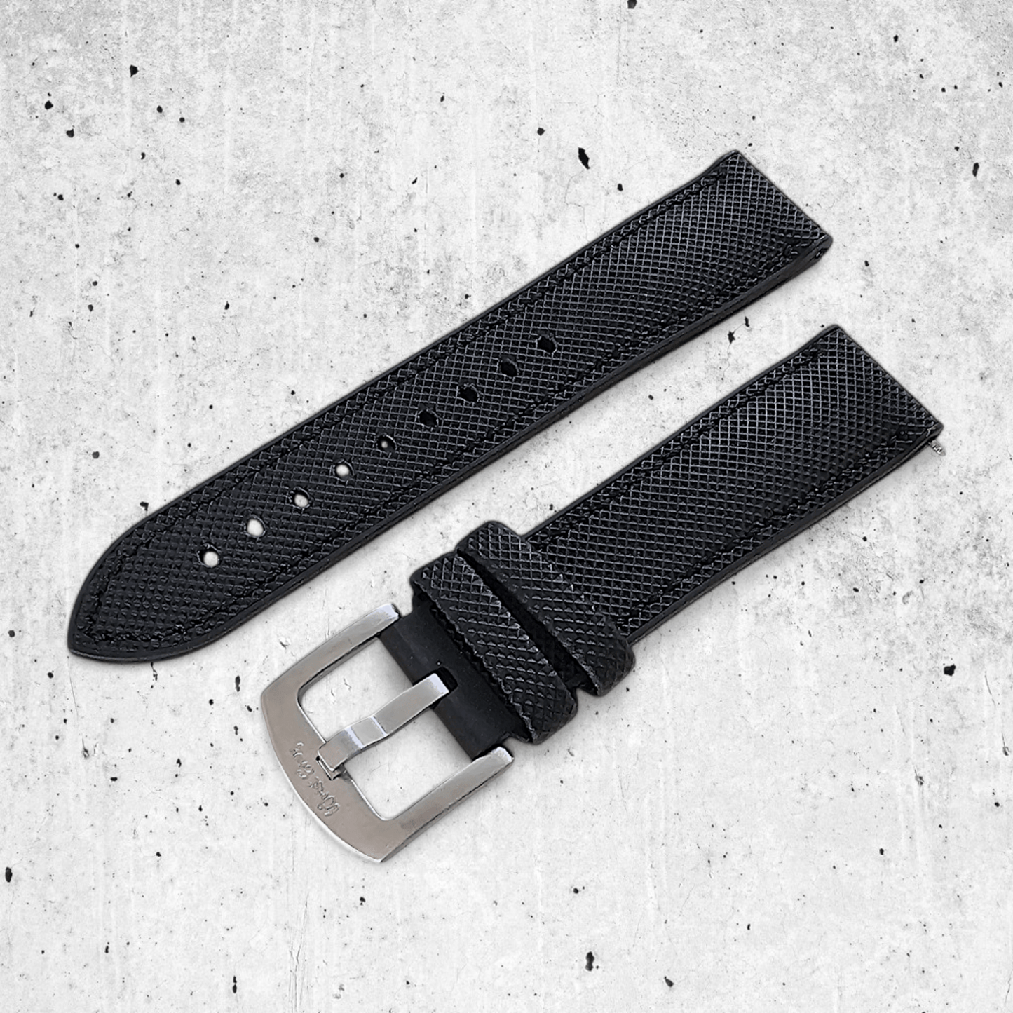 Hybrid Sailcloth Watch Strap FKM Rubber Black 20mm 21mm 22mm - Wrist Envy