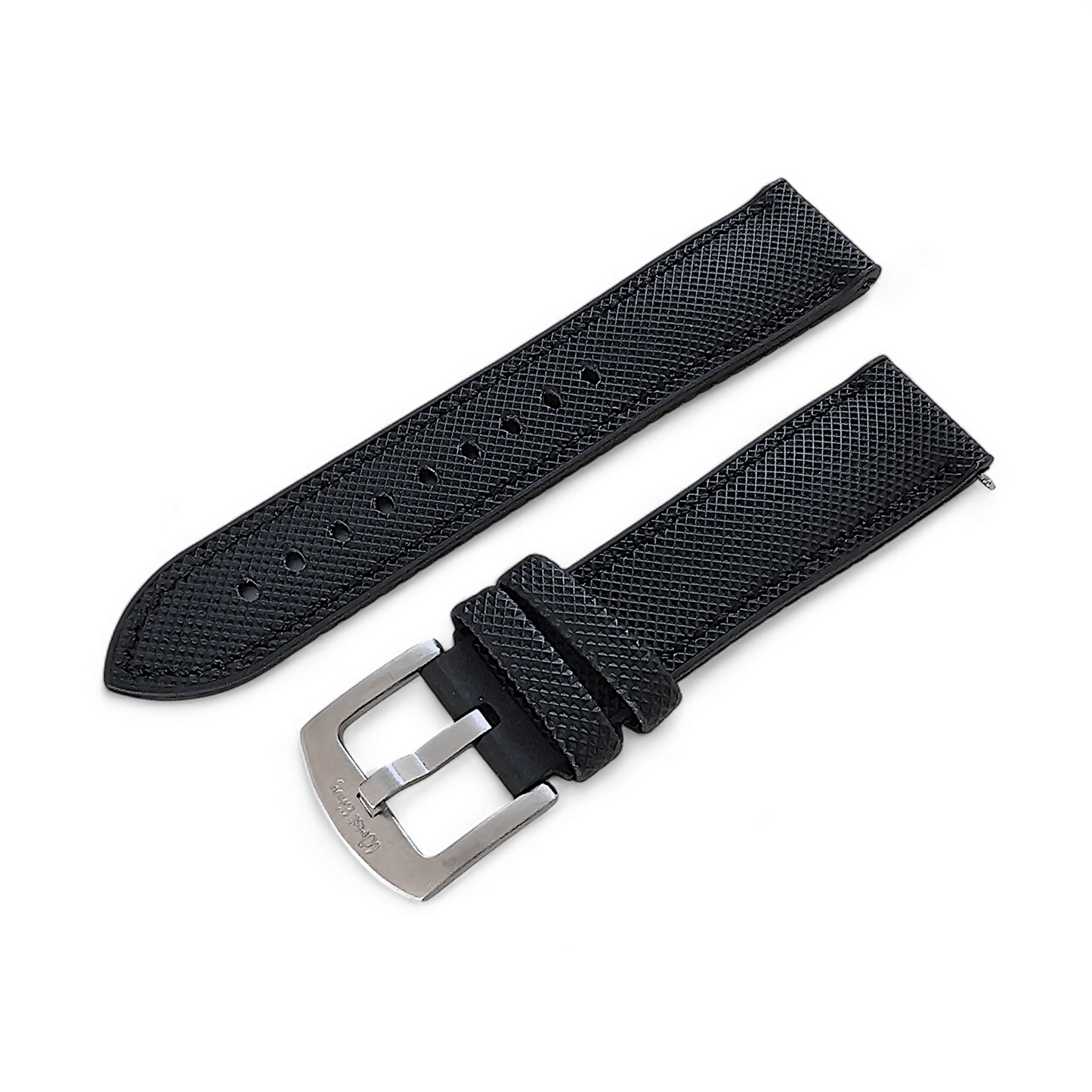 Hybrid Sailcloth Watch Strap FKM Rubber Black 20mm 21mm 22mm - Wrist Envy