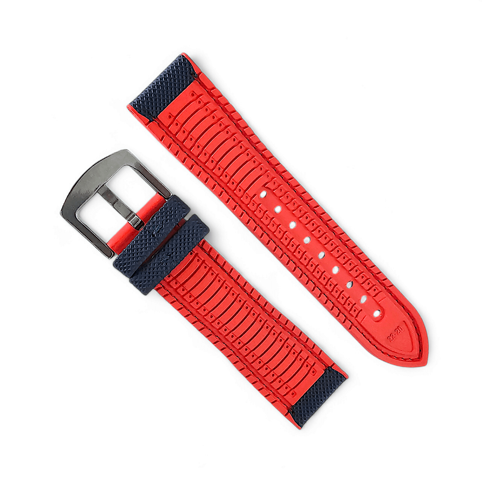 Hybrid Sailcloth Watch Strap FKM Rubber Blue Red 20mm 21mm 22mm - Wrist Envy