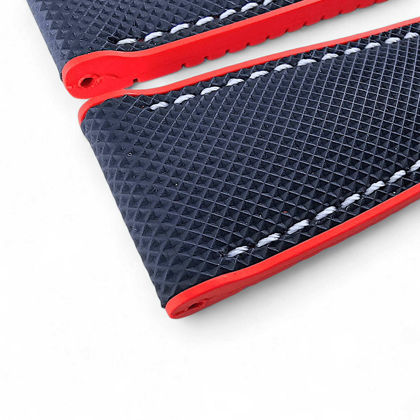 Hybrid Sailcloth Watch Strap FKM Rubber Blue Red 20mm 21mm 22mm - Wrist Envy