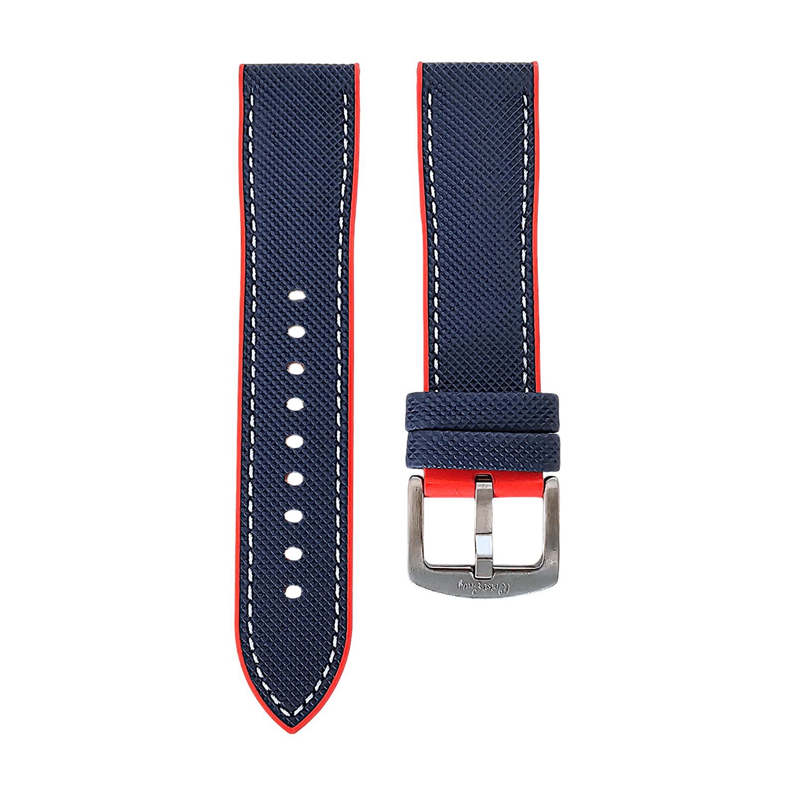 Hybrid Sailcloth Watch Strap FKM Rubber Blue Red 20mm 21mm 22mm - Wrist Envy