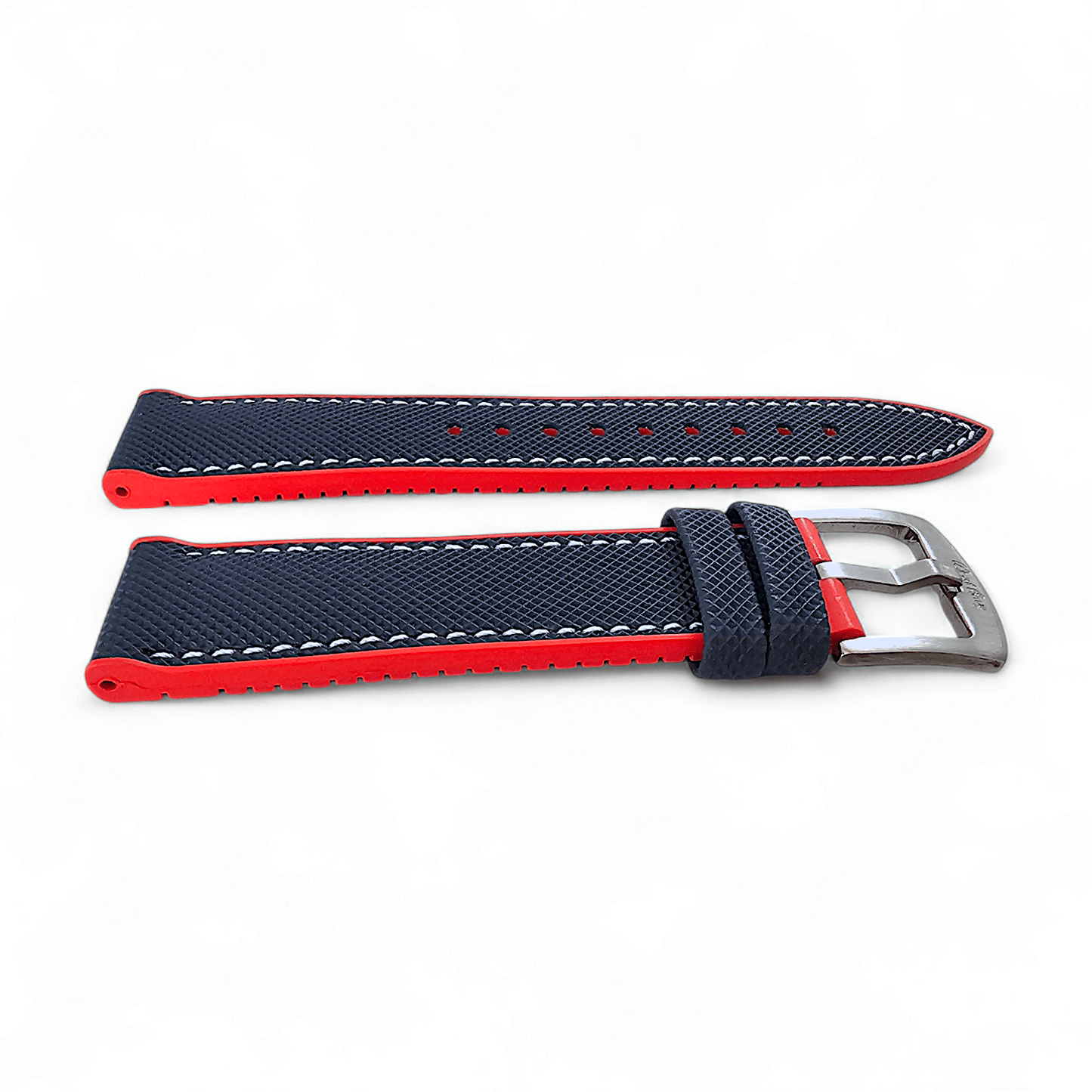 Hybrid Sailcloth Watch Strap FKM Rubber Blue Red 20mm 21mm 22mm - Wrist Envy
