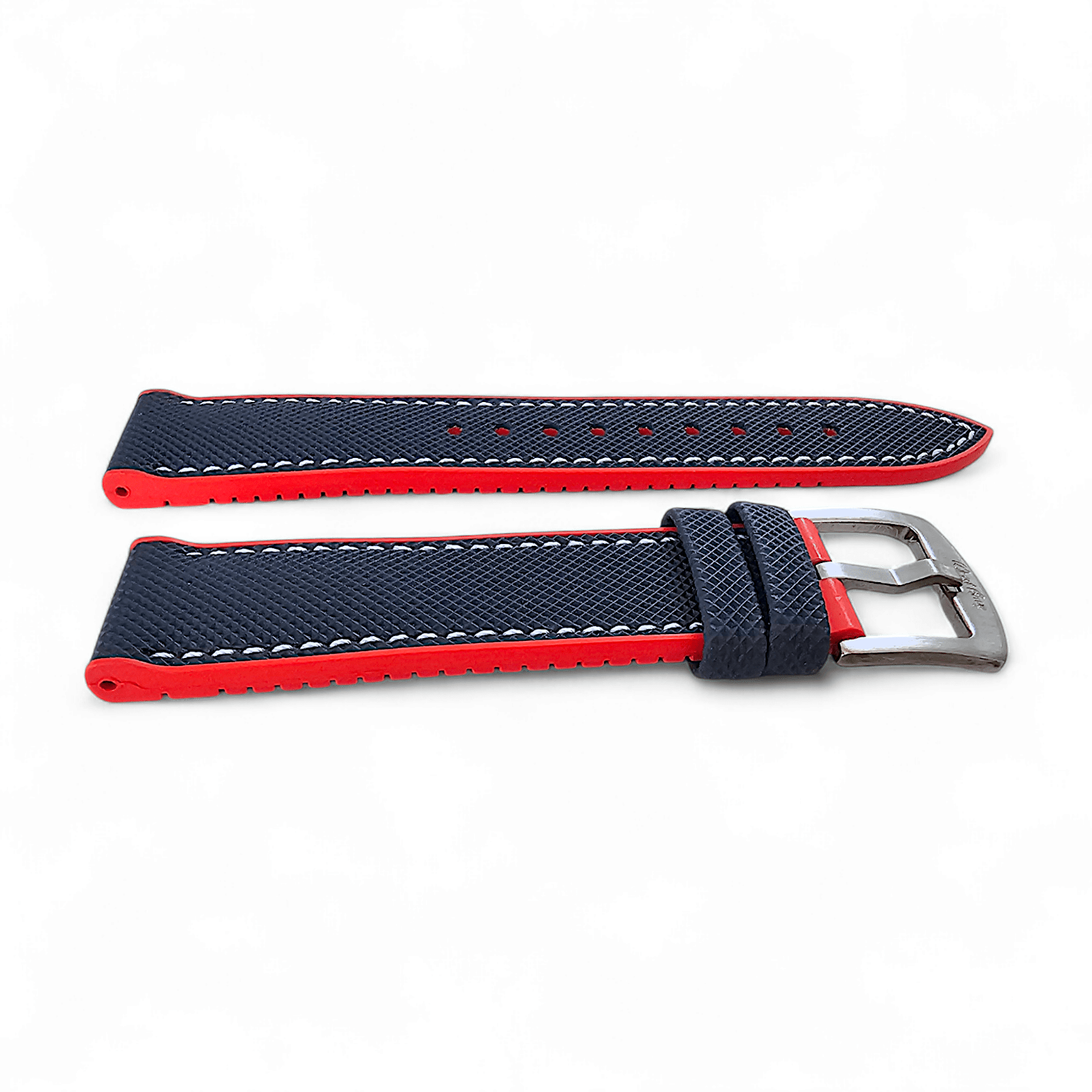 Hybrid Sailcloth Watch Strap FKM Rubber Blue Red 20mm 21mm 22mm - Wrist Envy