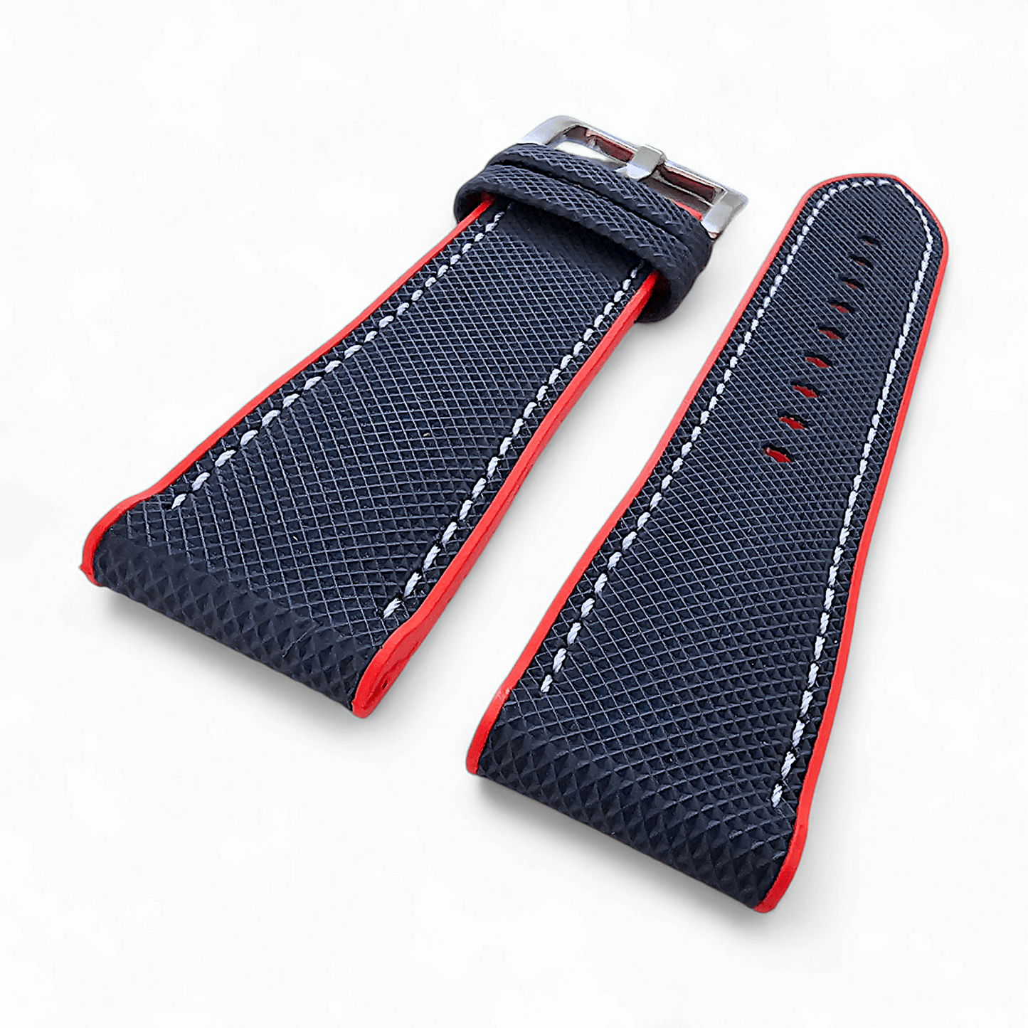Hybrid Sailcloth Watch Strap FKM Rubber Blue Red 20mm 21mm 22mm - Wrist Envy