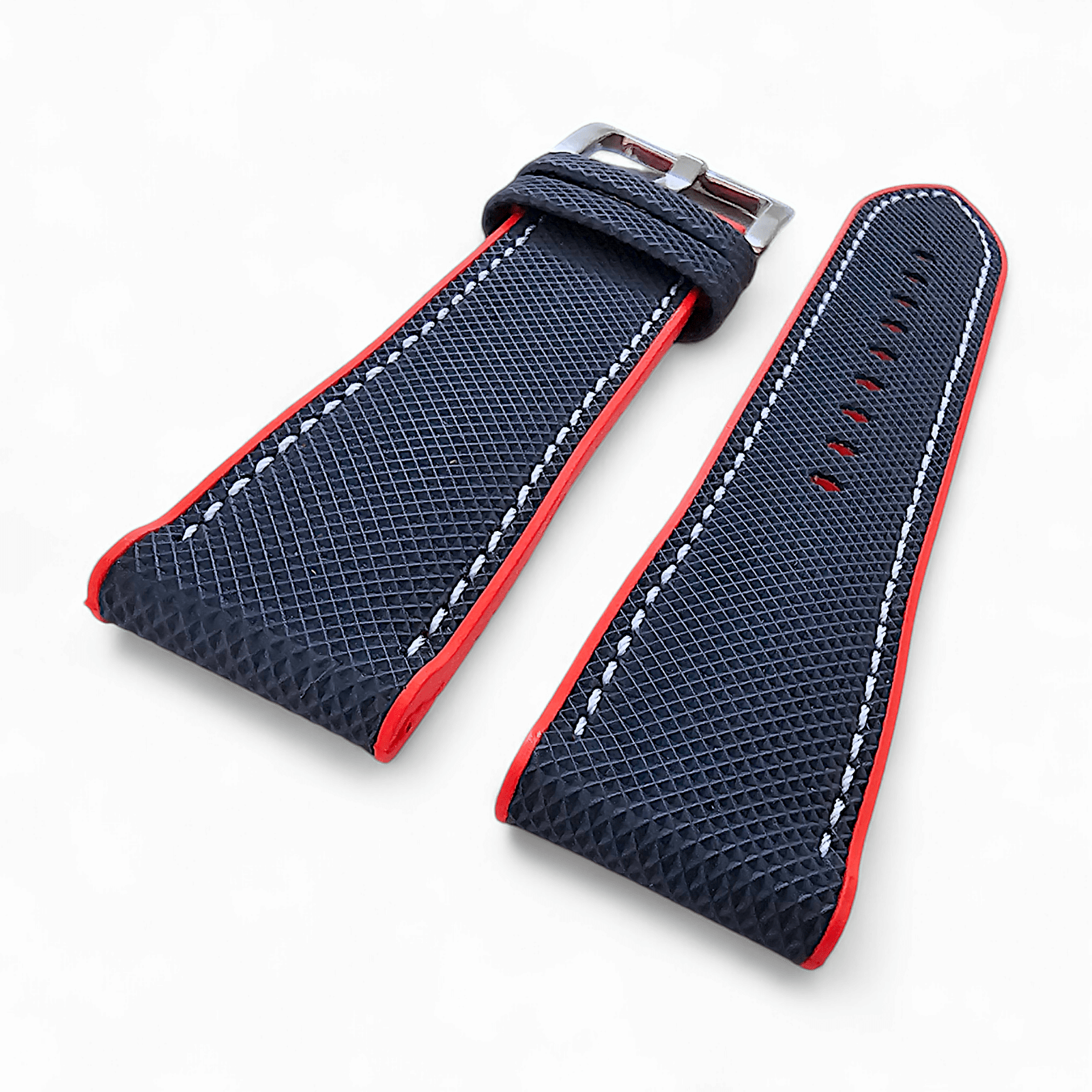 Hybrid Sailcloth Watch Strap FKM Rubber Blue Red 20mm 21mm 22mm - Wrist Envy