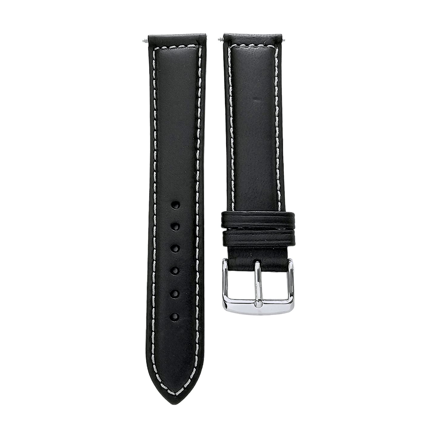 Italian Leather Classic Padded Watch Strap Band 18mm 20mm 22mm Black - Wrist Envy