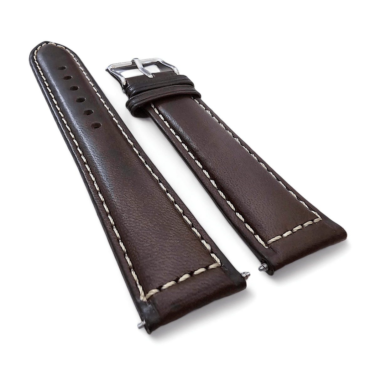 Italian Leather Classic Padded Watch Strap Band 18mm 20mm 22mm Dark Chocolate Brown - Wrist Envy