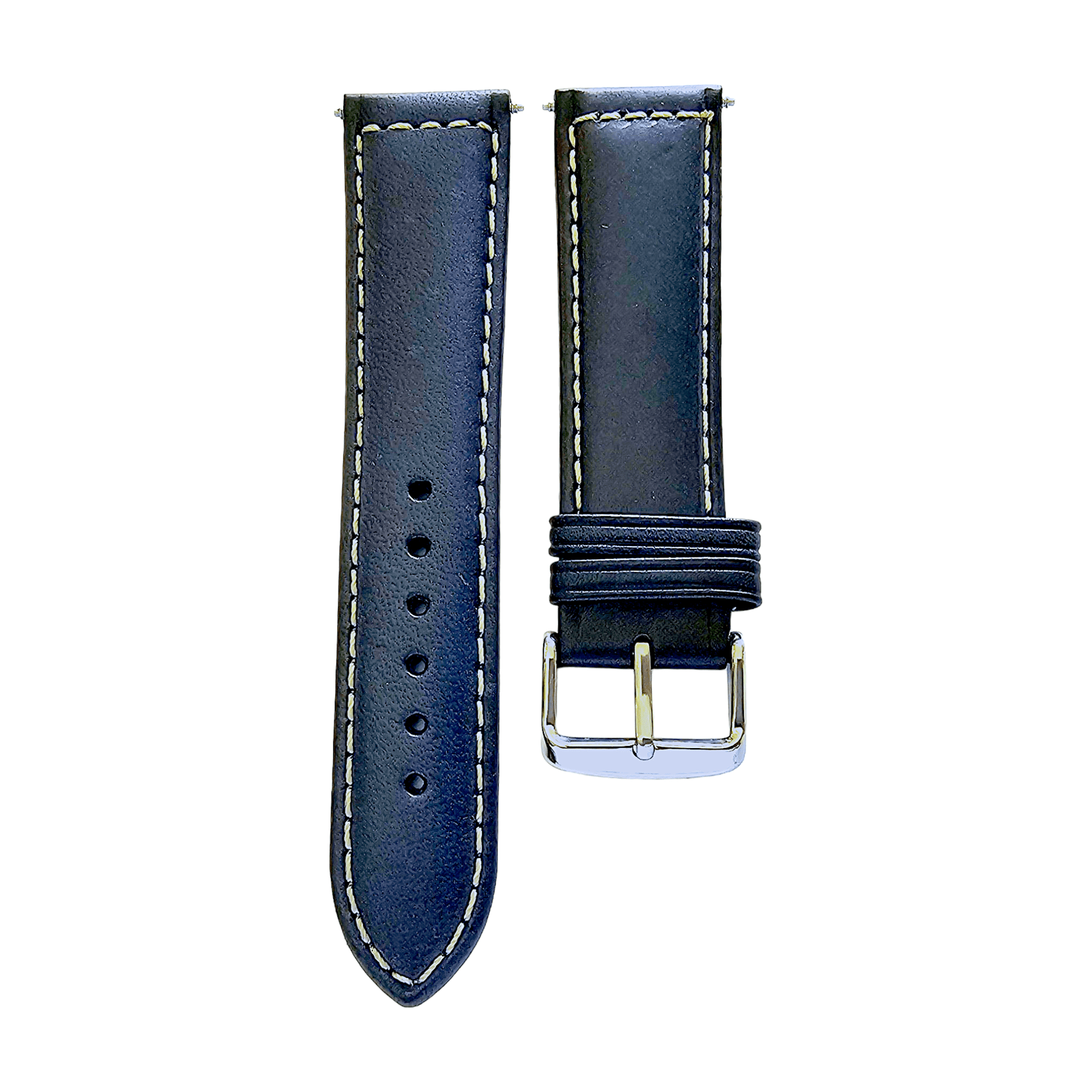 Italian Leather Classic Padded Watch Strap Band 18mm 20mm 22mm Navy Blue - Wrist Envy