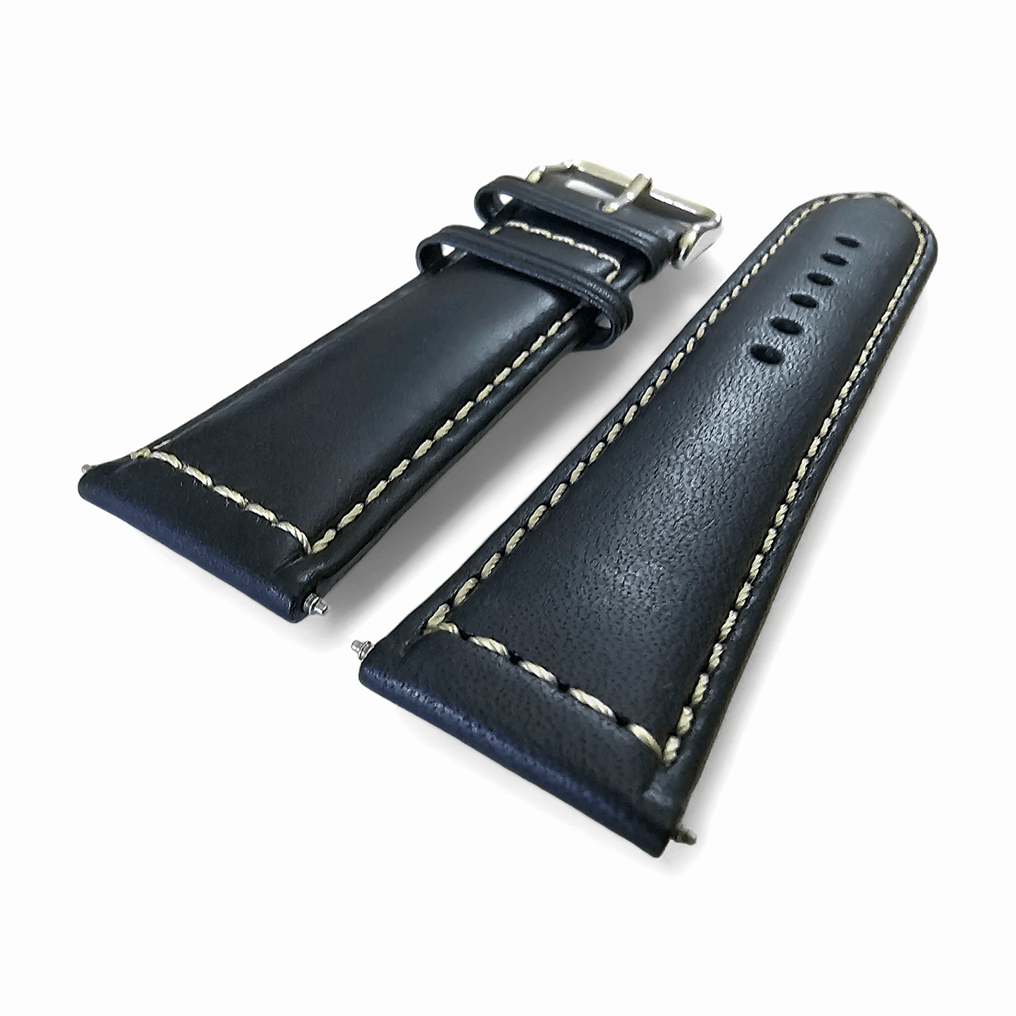 Italian Leather Classic Padded Watch Strap Band 18mm 20mm 22mm Navy Blue - Wrist Envy