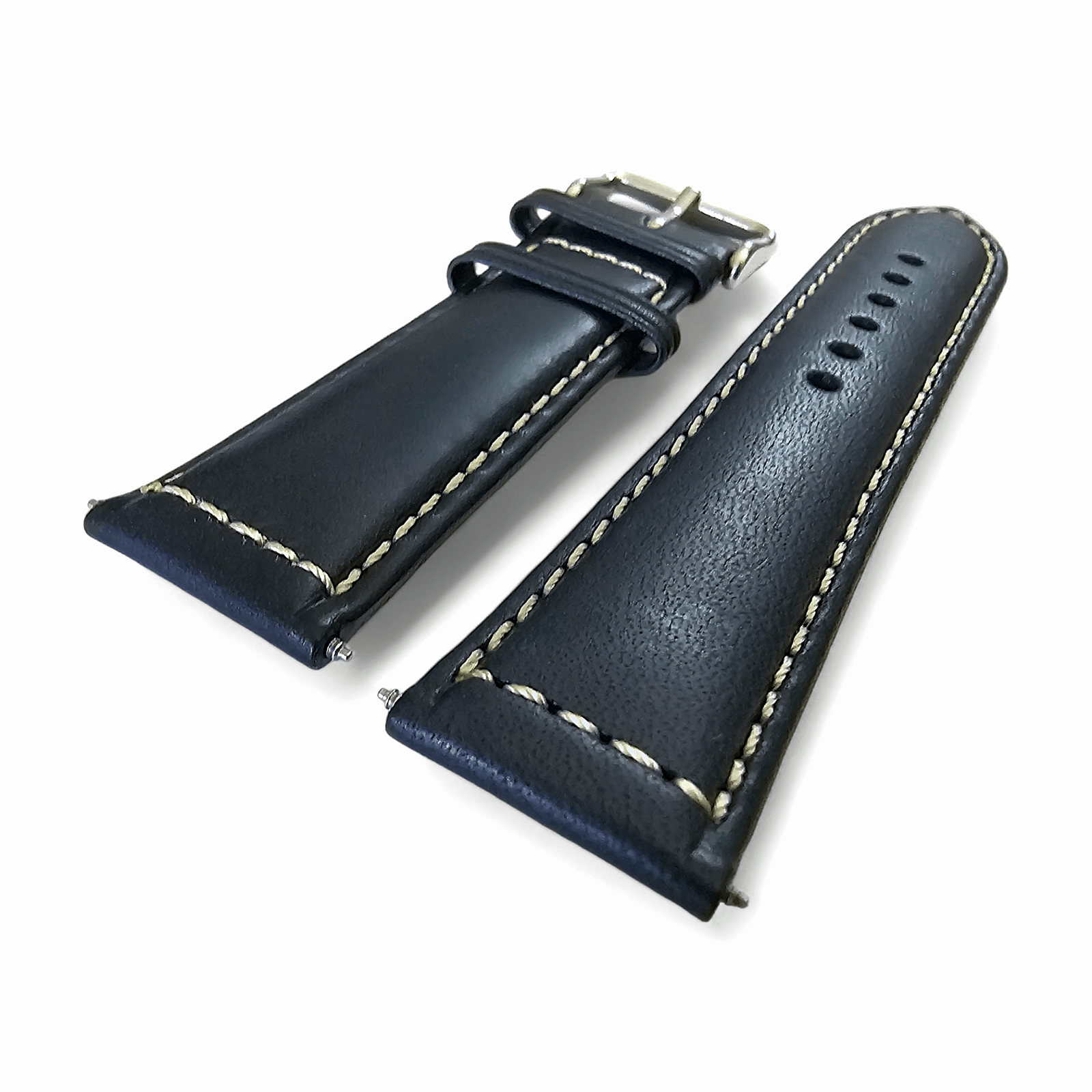 Italian Leather Classic Padded Watch Strap Band 18mm 20mm 22mm Navy Blue - Wrist Envy